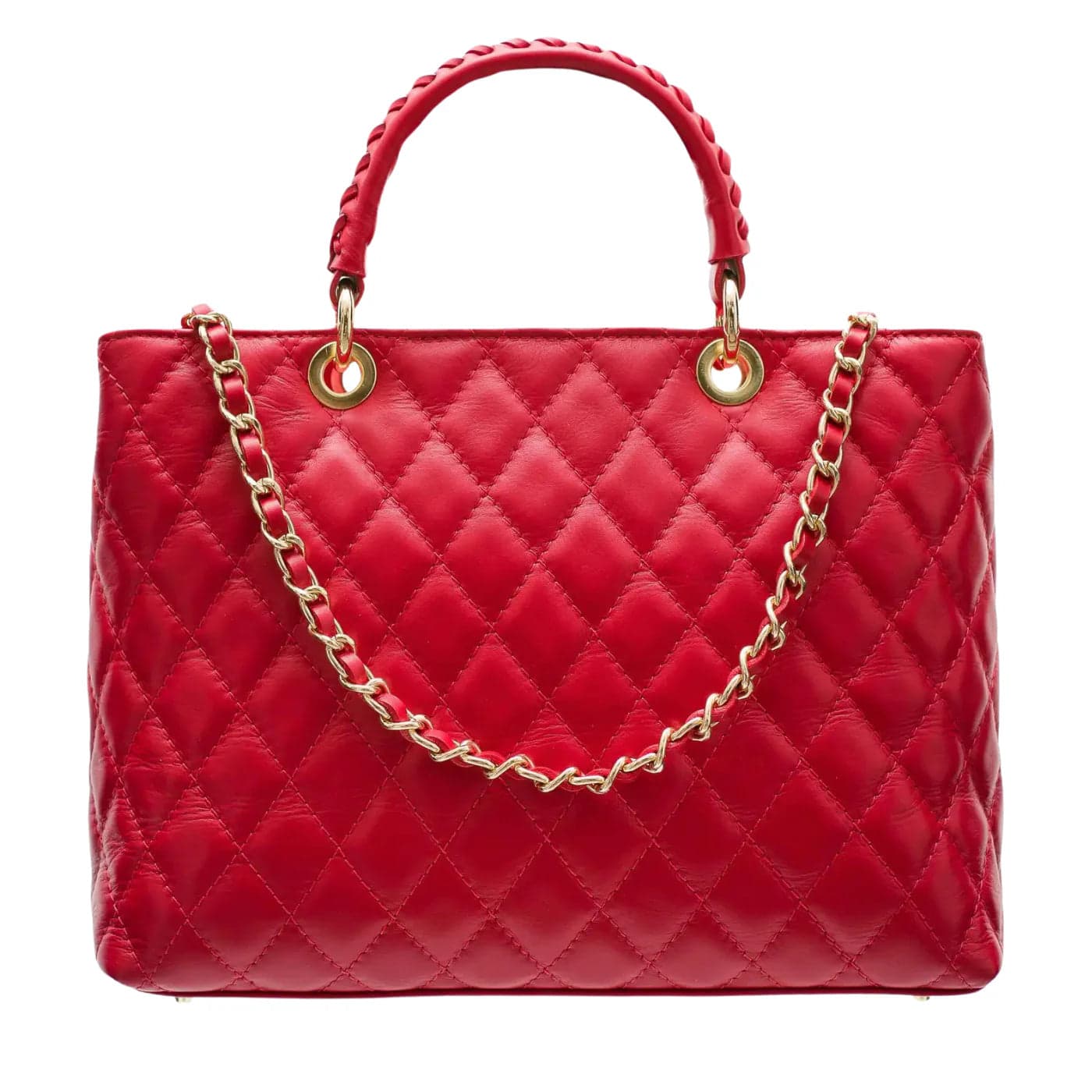 Modarno Borsa con manico intrecciato in Vera Pelle "Trapuntata" a Mano e a Spalla 33x14x24 cm in Organizer borsa Modarno - Sesto Fiorentino, commercioVirtuoso.it