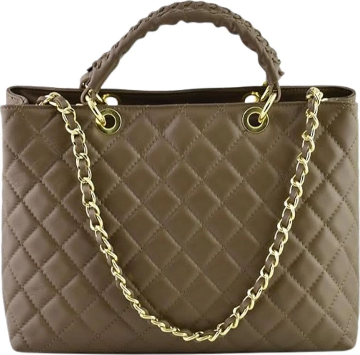 Modarno Borsa con manico intrecciato in Vera Pelle "Trapuntata" a Mano e a Spalla 33x14x24 cm in Organizer borsa Modarno - Sesto Fiorentino, commercioVirtuoso.it