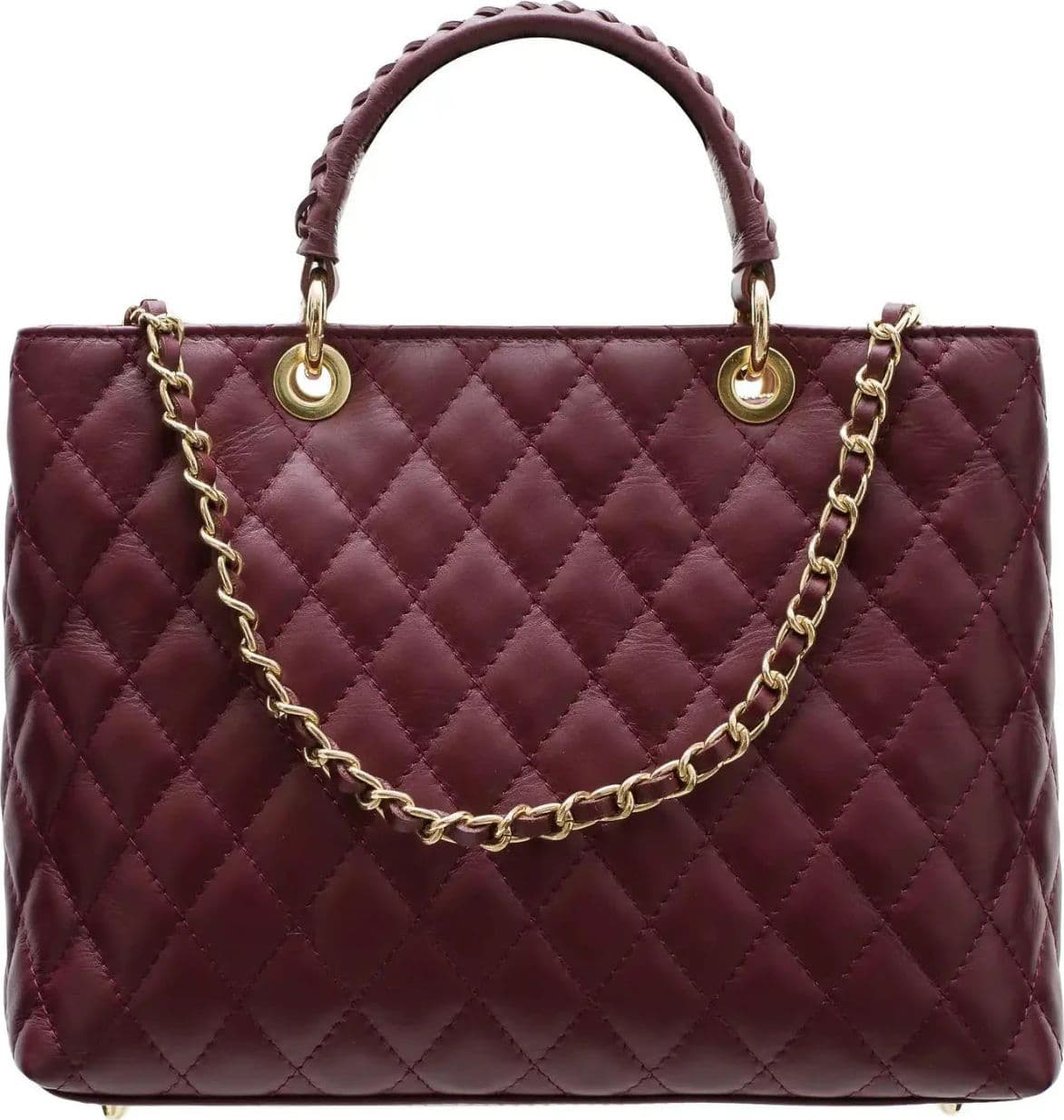 Modarno Borsa con manico intrecciato in Vera Pelle "Trapuntata" a Mano e a Spalla 33x14x24 cm in Organizer borsa Modarno - Sesto Fiorentino, commercioVirtuoso.it