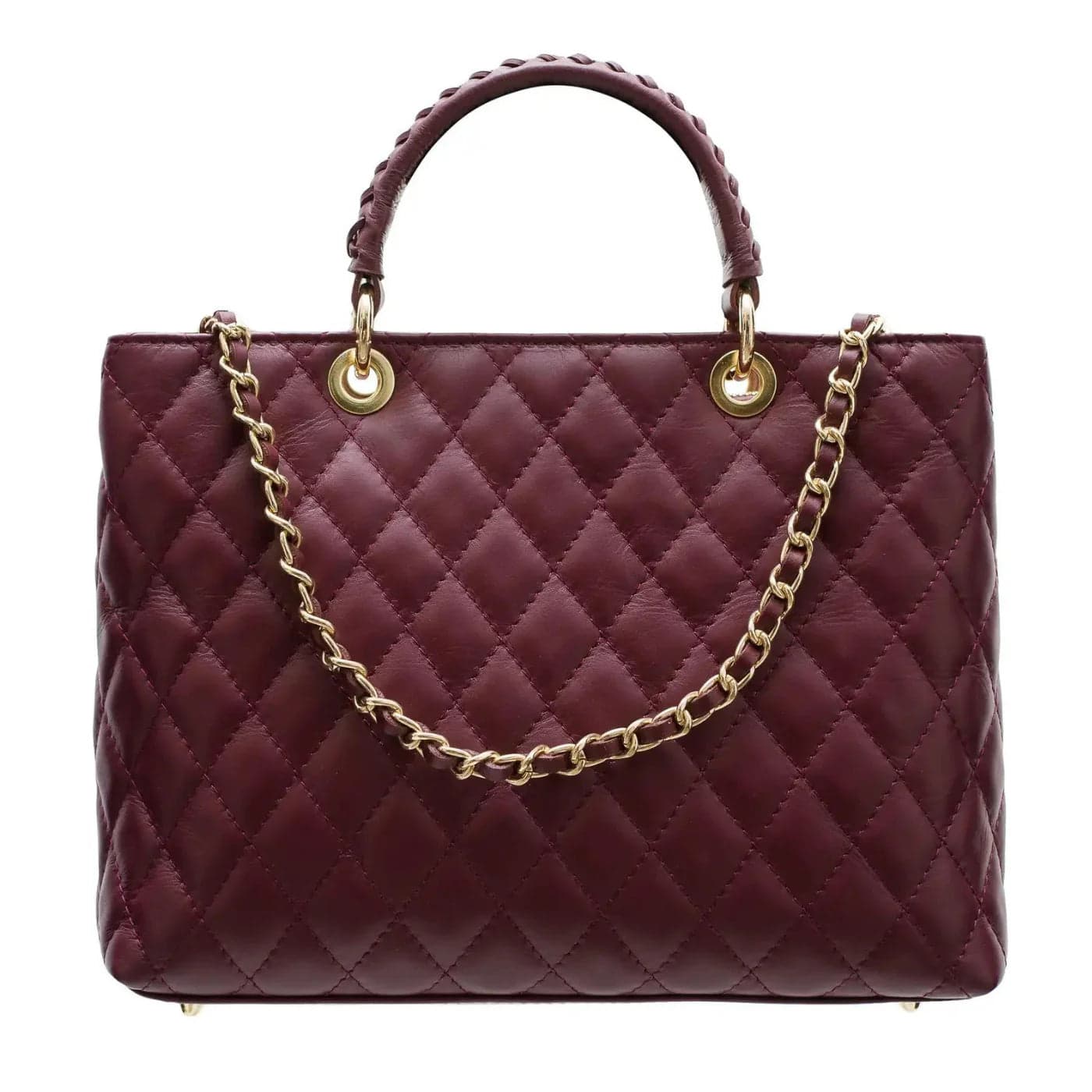 Modarno Borsa con manico intrecciato in Vera Pelle "Trapuntata" a Mano e a Spalla 33x14x24 cm in Organizer borsa Modarno - Sesto Fiorentino, commercioVirtuoso.it