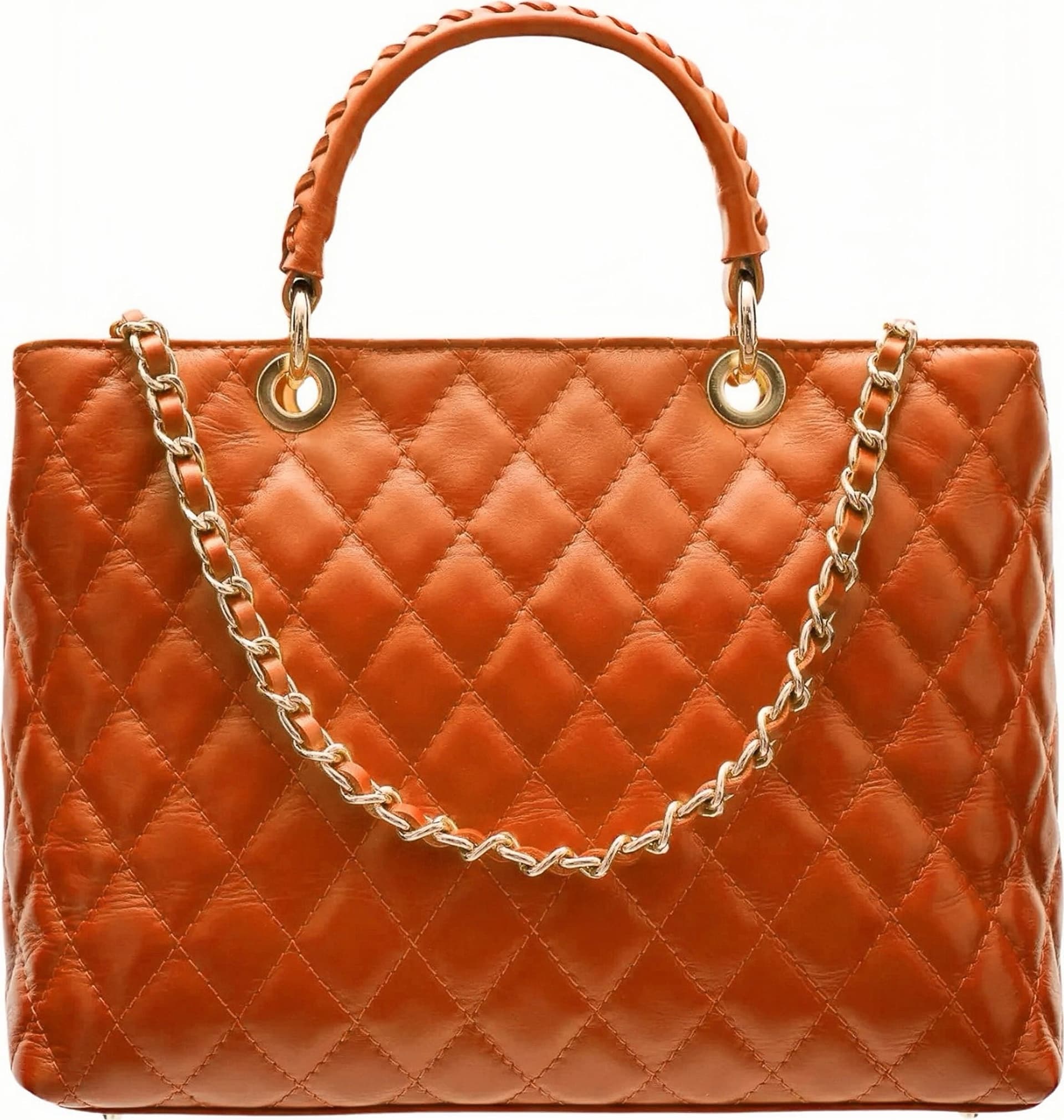 Modarno Borsa con manico intrecciato in Vera Pelle "Trapuntata" a Mano e a Spalla 33x14x24 cm in Organizer borsa Modarno - Sesto Fiorentino, commercioVirtuoso.it