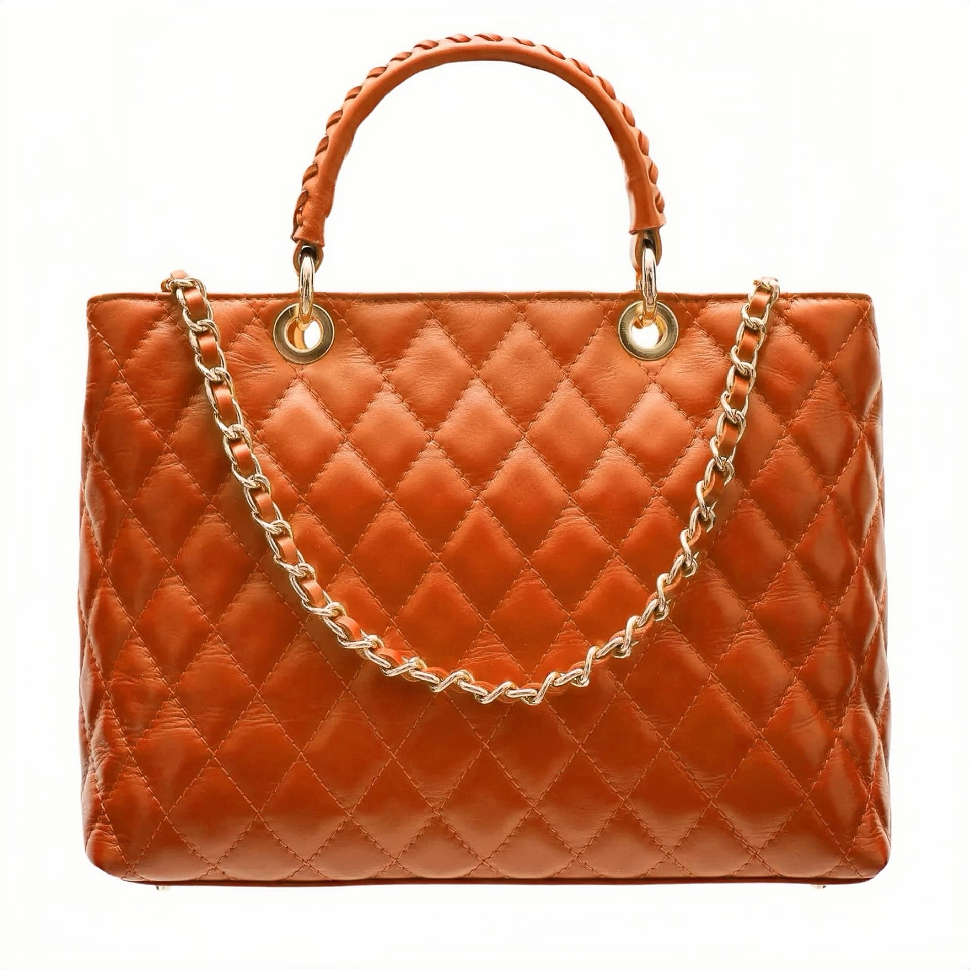 Modarno Borsa con manico intrecciato in Vera Pelle "Trapuntata" a Mano e a Spalla 33x14x24 cm in Organizer borsa Modarno - Sesto Fiorentino, commercioVirtuoso.it
