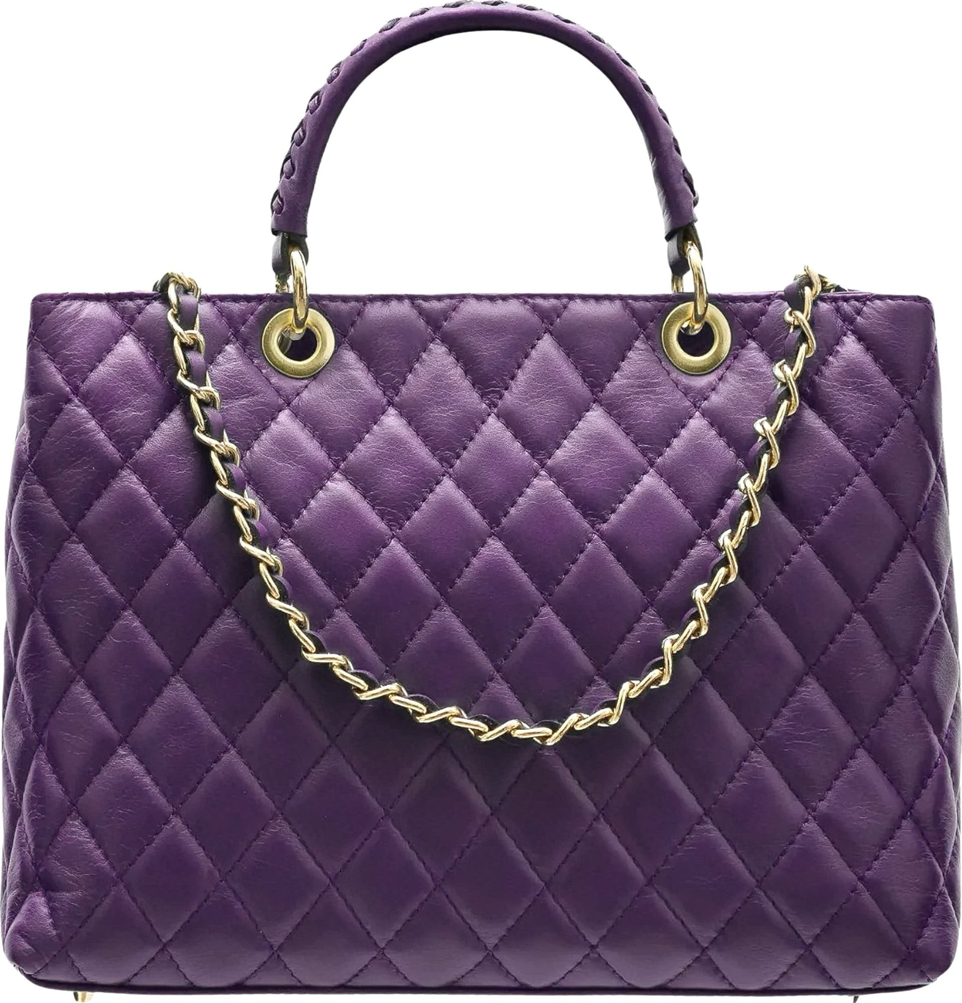 Modarno Borsa con manico intrecciato in Vera Pelle "Trapuntata" a Mano e a Spalla 33x14x24 cm in Organizer borsa Modarno - Sesto Fiorentino, commercioVirtuoso.it