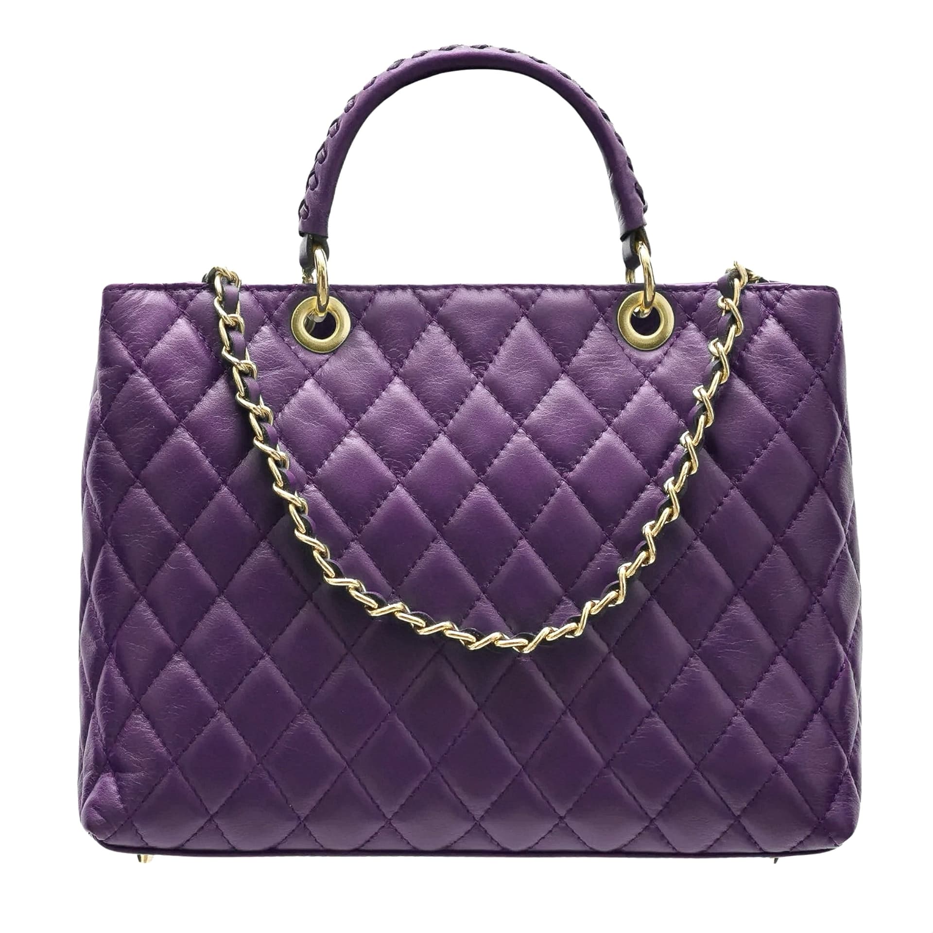 Modarno Borsa con manico intrecciato in Vera Pelle "Trapuntata" a Mano e a Spalla 33x14x24 cm in Organizer borsa Modarno - Sesto Fiorentino, commercioVirtuoso.it