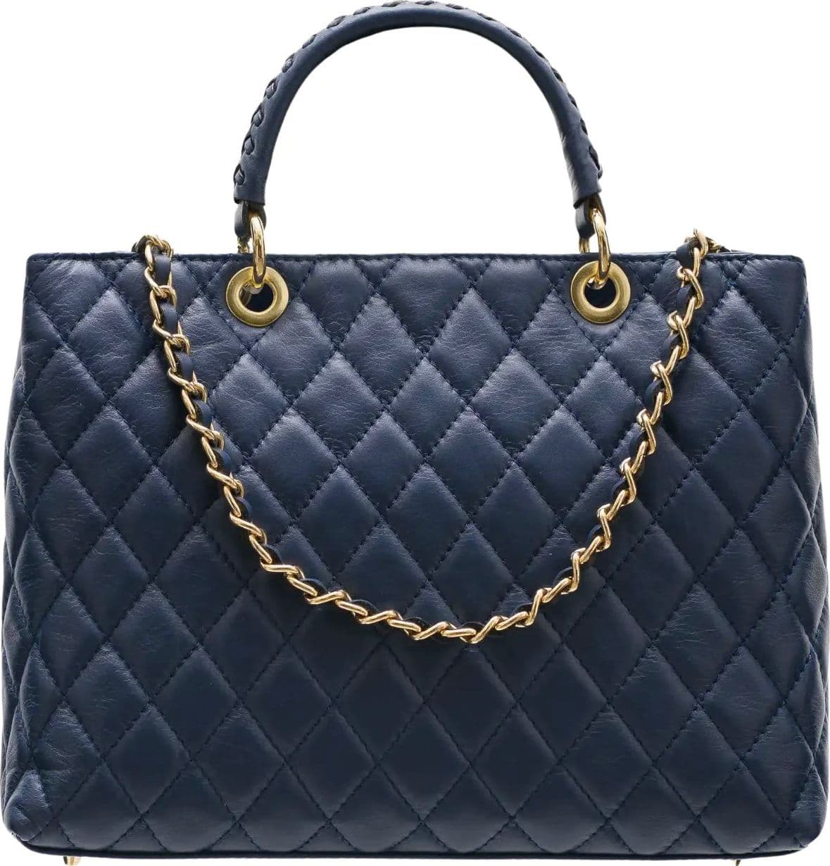 Modarno Borsa con manico intrecciato in Vera Pelle "Trapuntata" a Mano e a Spalla 33x14x24 cm in Organizer borsa Modarno - Sesto Fiorentino, commercioVirtuoso.it