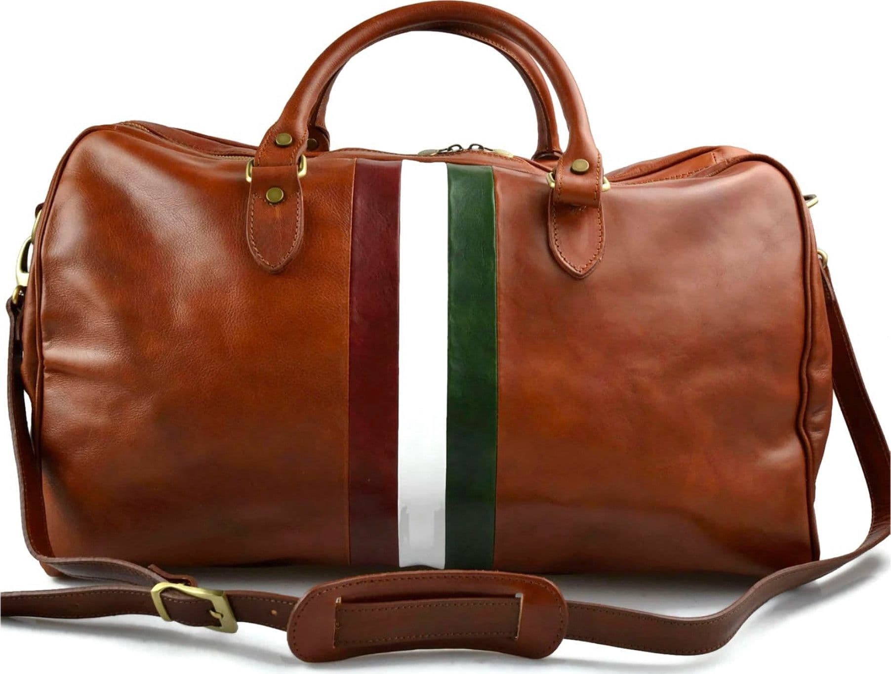 Modarno Borsone viaggio in pelle da uomo e donna borsa viaggio borsa sport bandiera Italiana borsa viaggio vera pelle Made in Italy in Borsoni Modarno - Sesto Fiorentino, commercioVirtuoso.it
