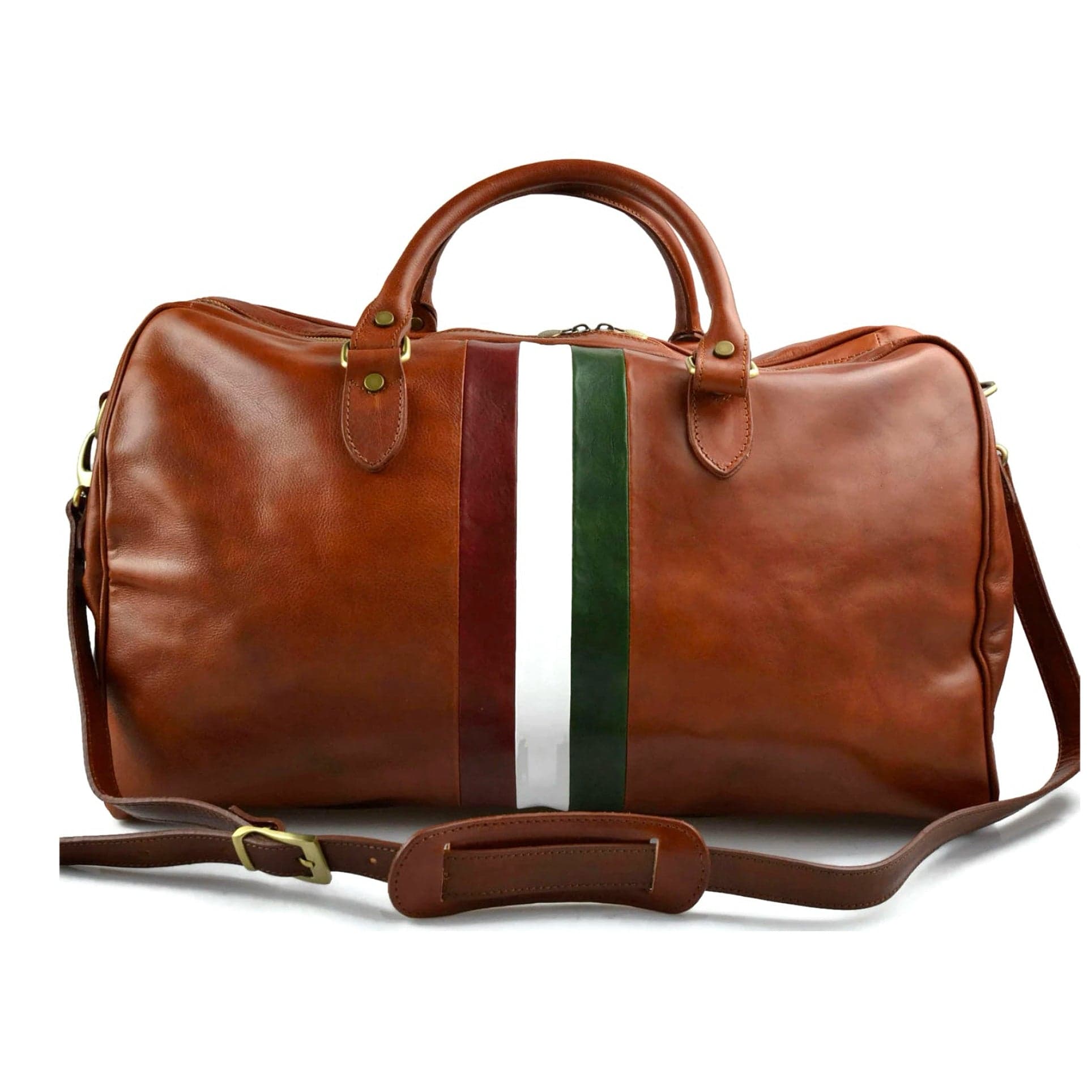 Modarno Borsone viaggio in pelle da uomo e donna borsa viaggio borsa sport bandiera Italiana borsa viaggio vera pelle Made in Italy in Borsoni Modarno - Sesto Fiorentino, commercioVirtuoso.it