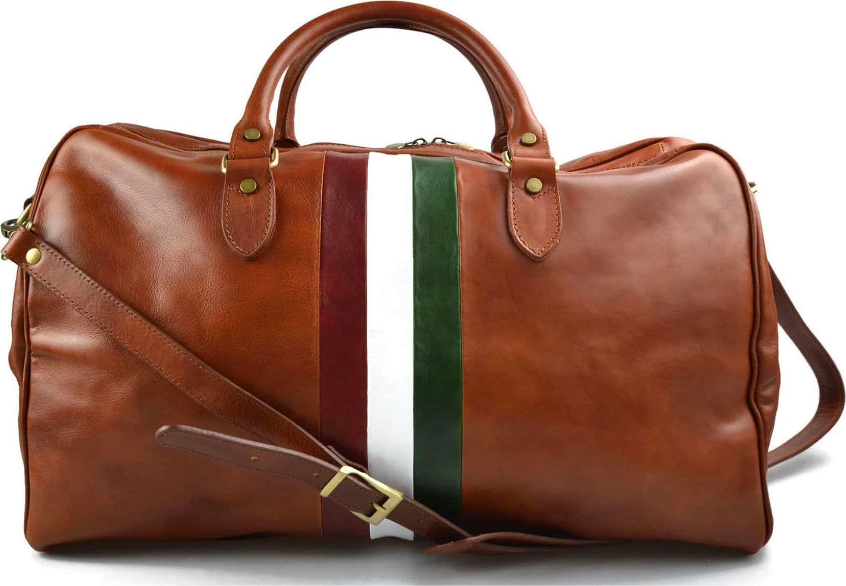 Modarno Borsone viaggio in pelle da uomo e donna borsa viaggio borsa sport bandiera Italiana borsa viaggio vera pelle Made in Italy in Borsoni Modarno - Sesto Fiorentino, commercioVirtuoso.it