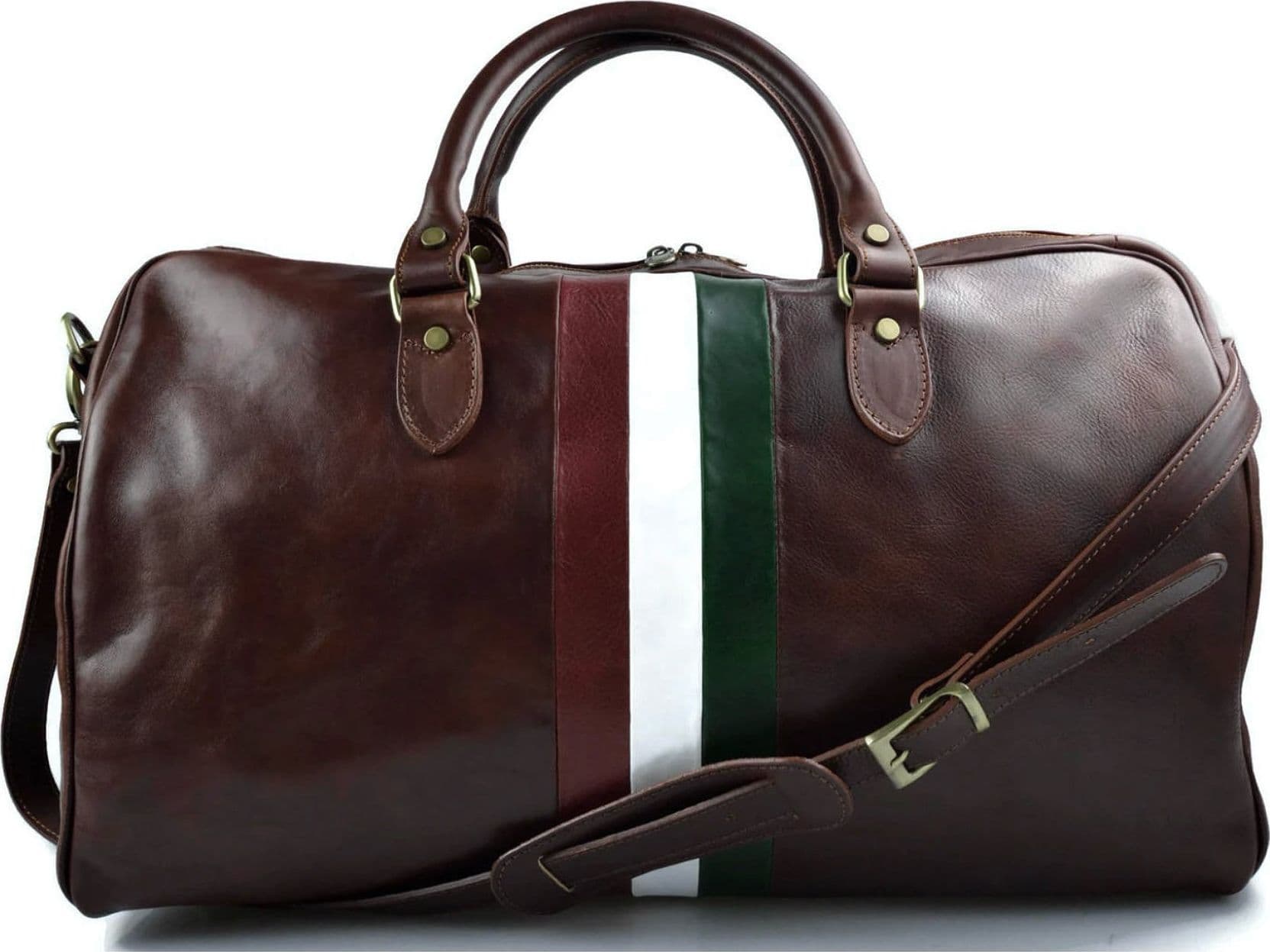 Modarno Borsone viaggio in pelle da uomo e donna borsa viaggio borsa sport bandiera Italiana borsa viaggio vera pelle Made in Italy in Borsoni Modarno - Sesto Fiorentino, commercioVirtuoso.it