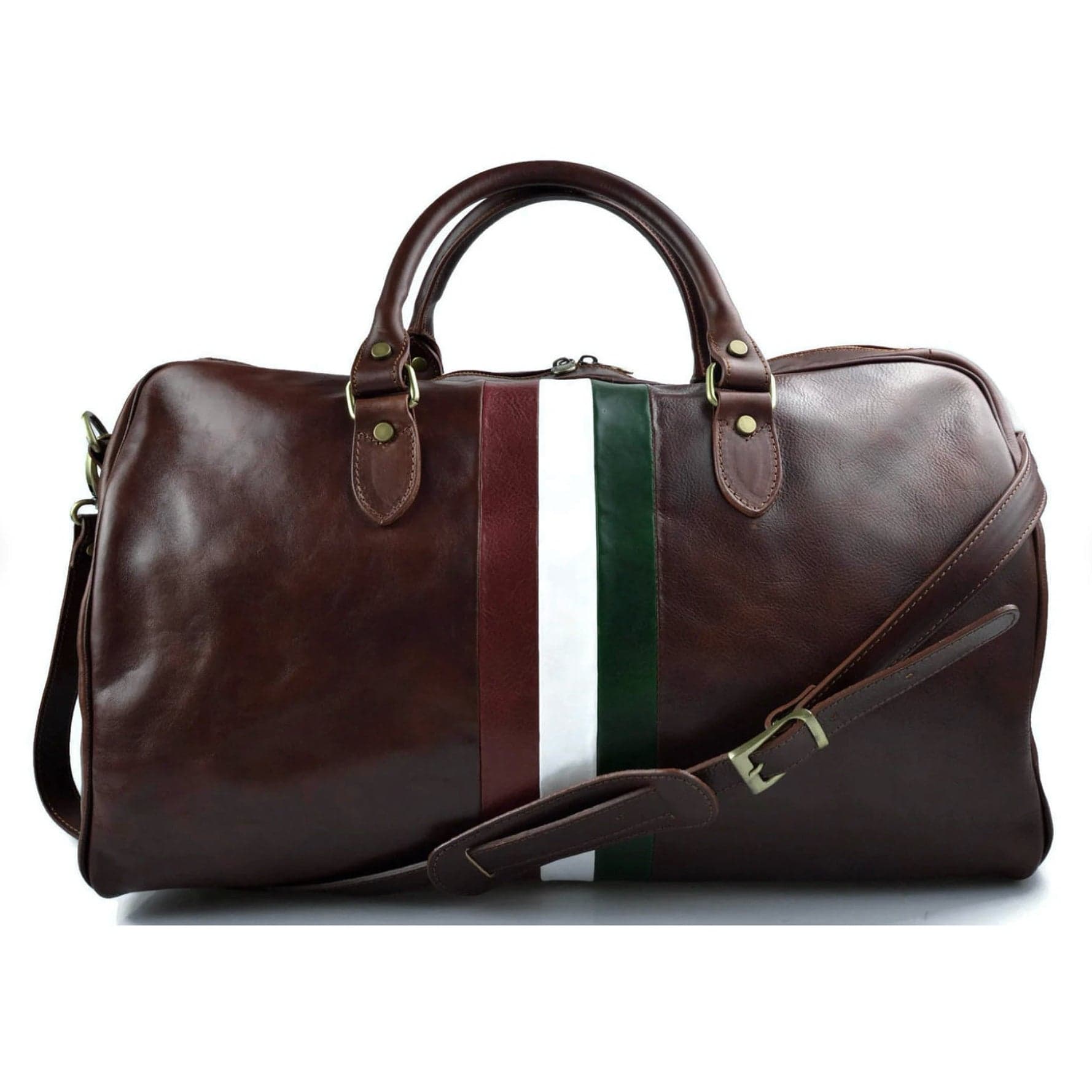 Modarno Borsone viaggio in pelle da uomo e donna borsa viaggio borsa sport bandiera Italiana borsa viaggio vera pelle Made in Italy in Borsoni Modarno - Sesto Fiorentino, commercioVirtuoso.it