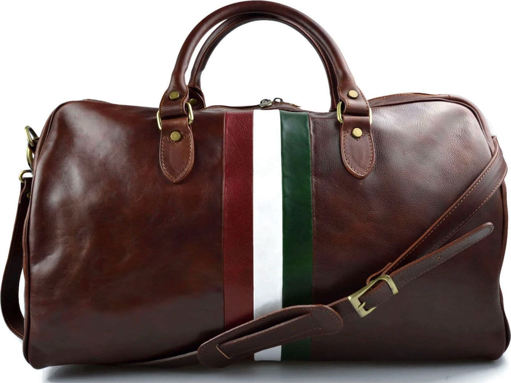 Modarno Borsone viaggio in pelle da uomo e donna borsa viaggio borsa sport bandiera Italiana borsa viaggio vera pelle Made in Italy in Borsoni Modarno - Sesto Fiorentino, commercioVirtuoso.it