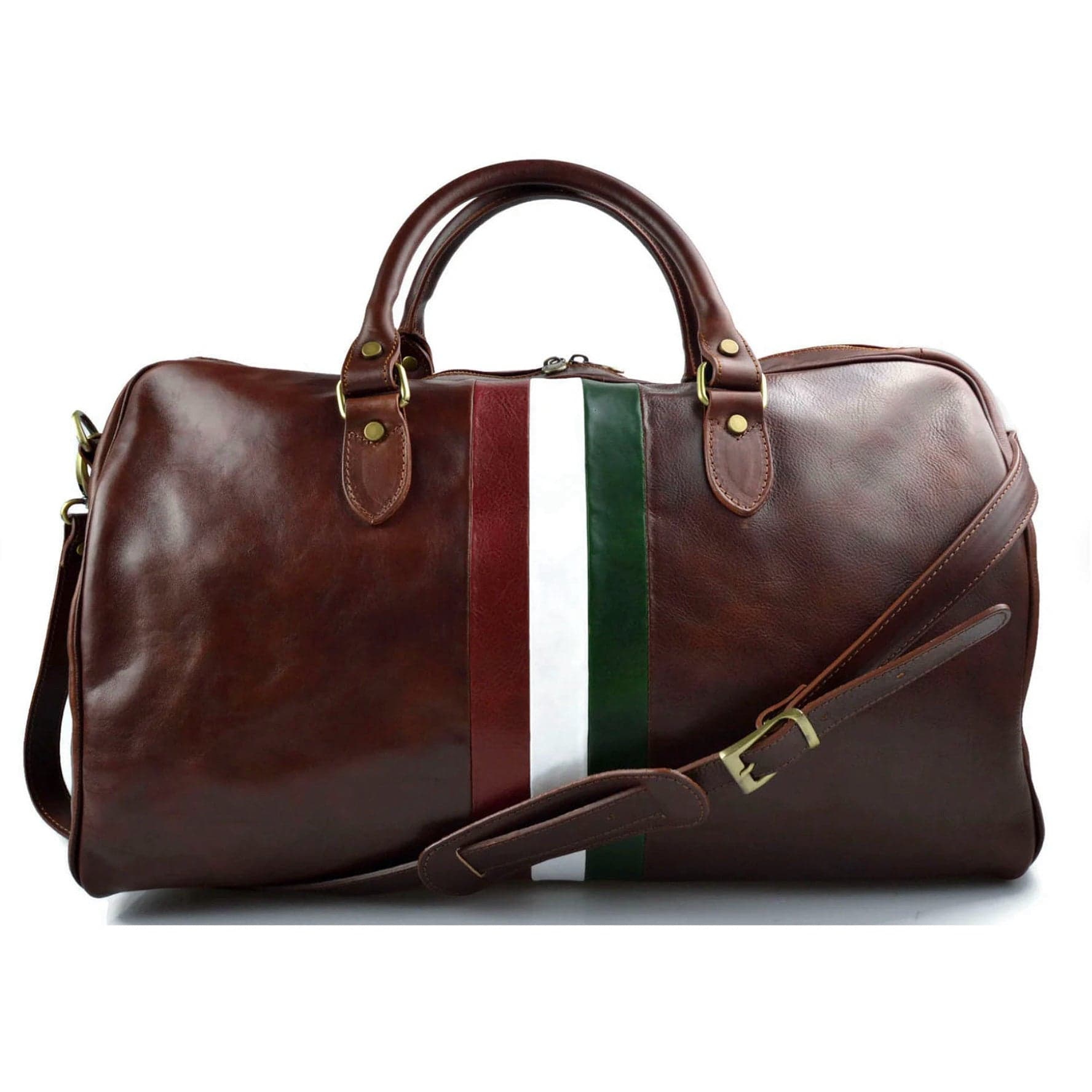 Modarno Borsone viaggio in pelle da uomo e donna borsa viaggio borsa sport bandiera Italiana borsa viaggio vera pelle Made in Italy in Borsoni Modarno - Sesto Fiorentino, commercioVirtuoso.it