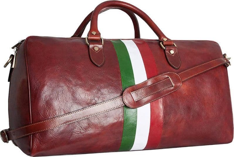 Modarno Borsone viaggio in pelle da uomo e donna borsa viaggio borsa sport bandiera Italiana borsa viaggio vera pelle Made in Italy in Borsoni Modarno - Sesto Fiorentino, commercioVirtuoso.it