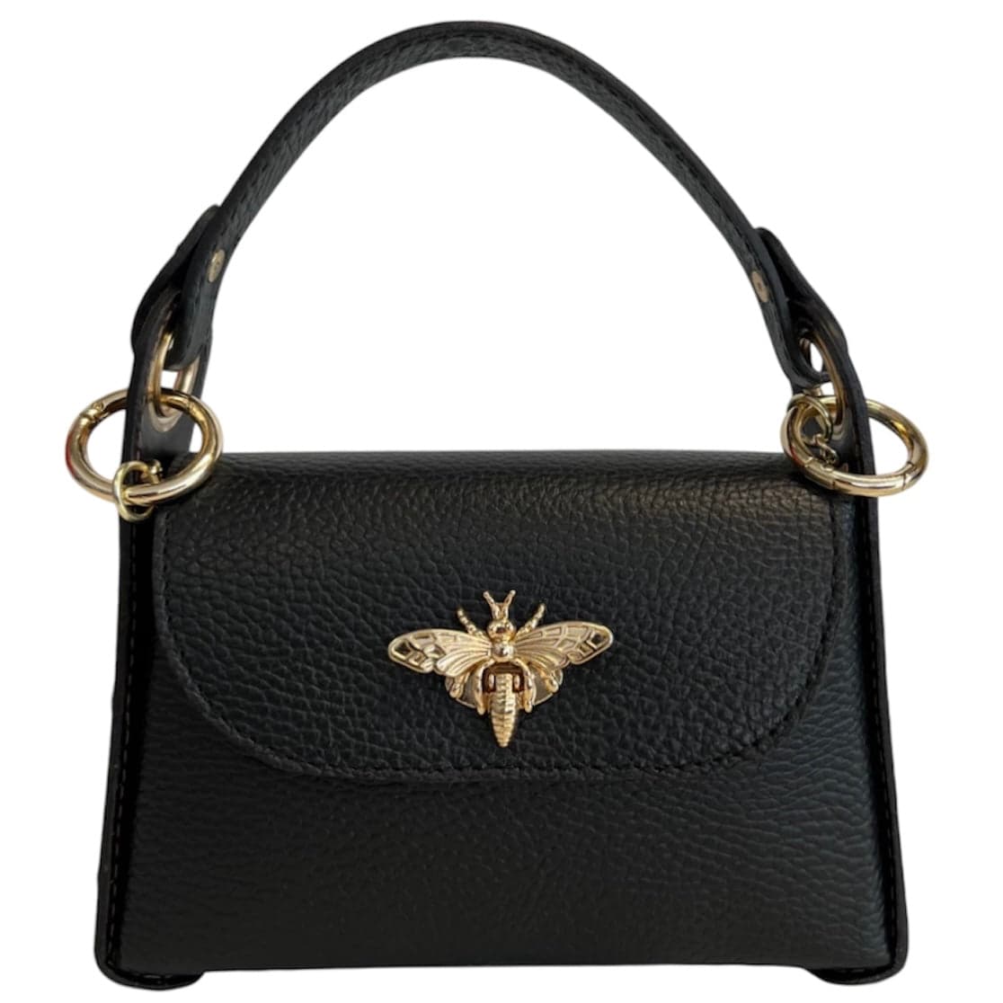 Modarno mini borsa in Vera pelle dollaro con chiusura a moschettone a forma di ape, borchie laterali, catena metallica rimovibile, manico in pelle in Borsa per toilette Modarno - Sesto Fiorentino, commercioVirtuoso.it
