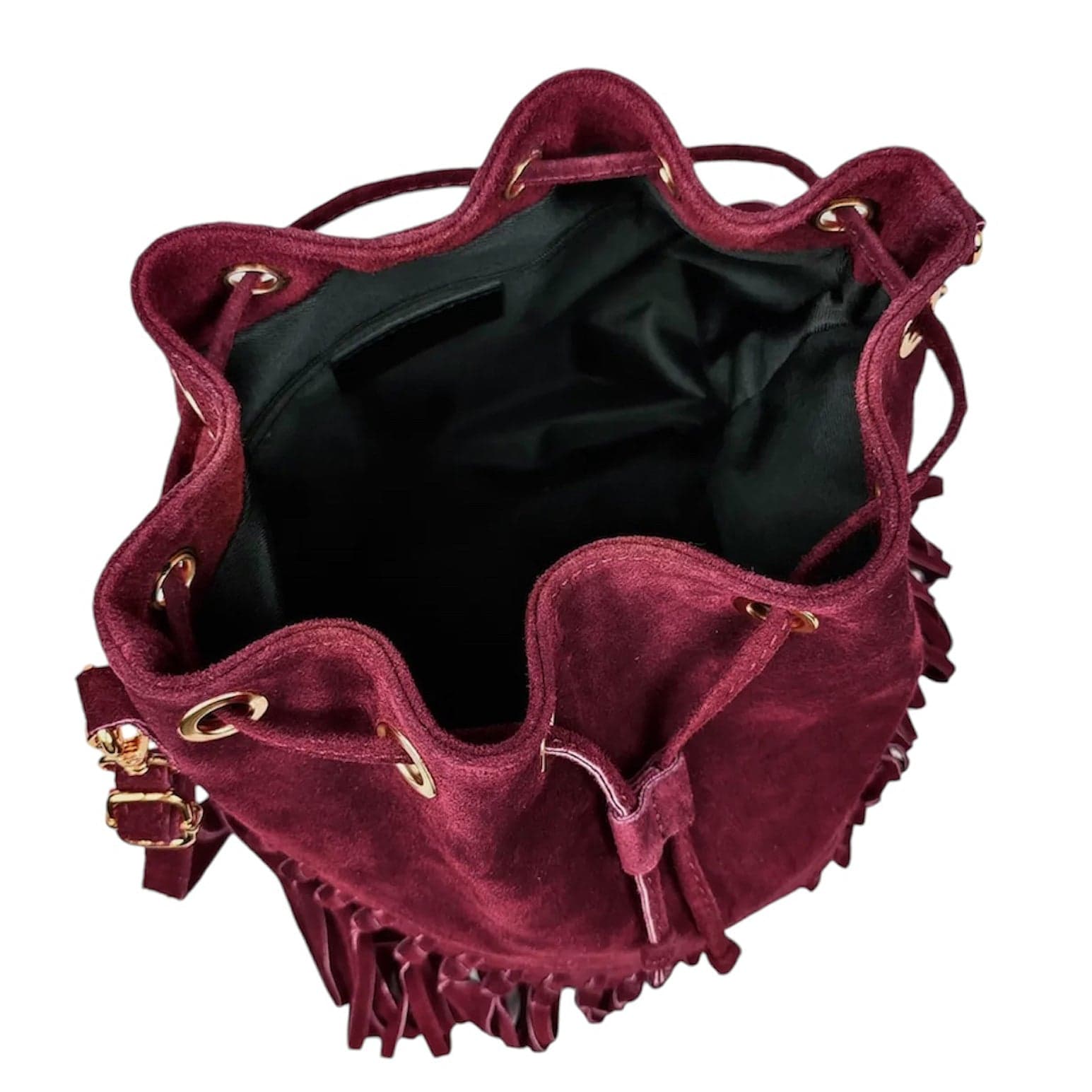 Modarno Borsa in pelle scamosciata con frangie 26x13x26 cm in Organizer borsa Modarno - Sesto Fiorentino, commercioVirtuoso.it