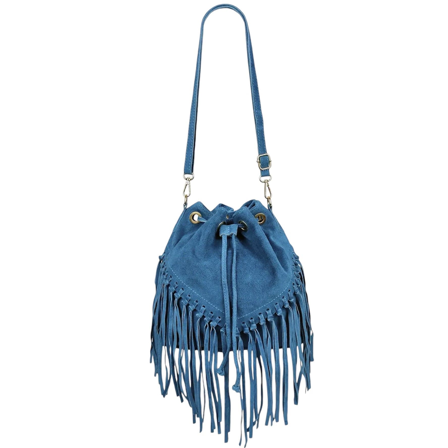 Modarno Borsa in pelle scamosciata con frangie 26x13x26 cm in Organizer borsa Modarno - Sesto Fiorentino, commercioVirtuoso.it
