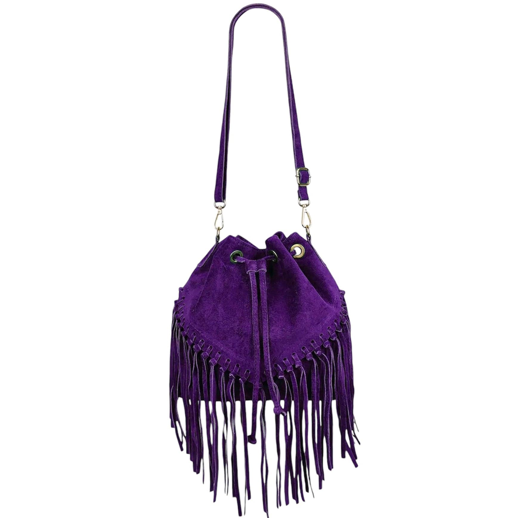 Modarno Borsa in pelle scamosciata con frangie 26x13x26 cm in Organizer borsa Modarno - Sesto Fiorentino, commercioVirtuoso.it