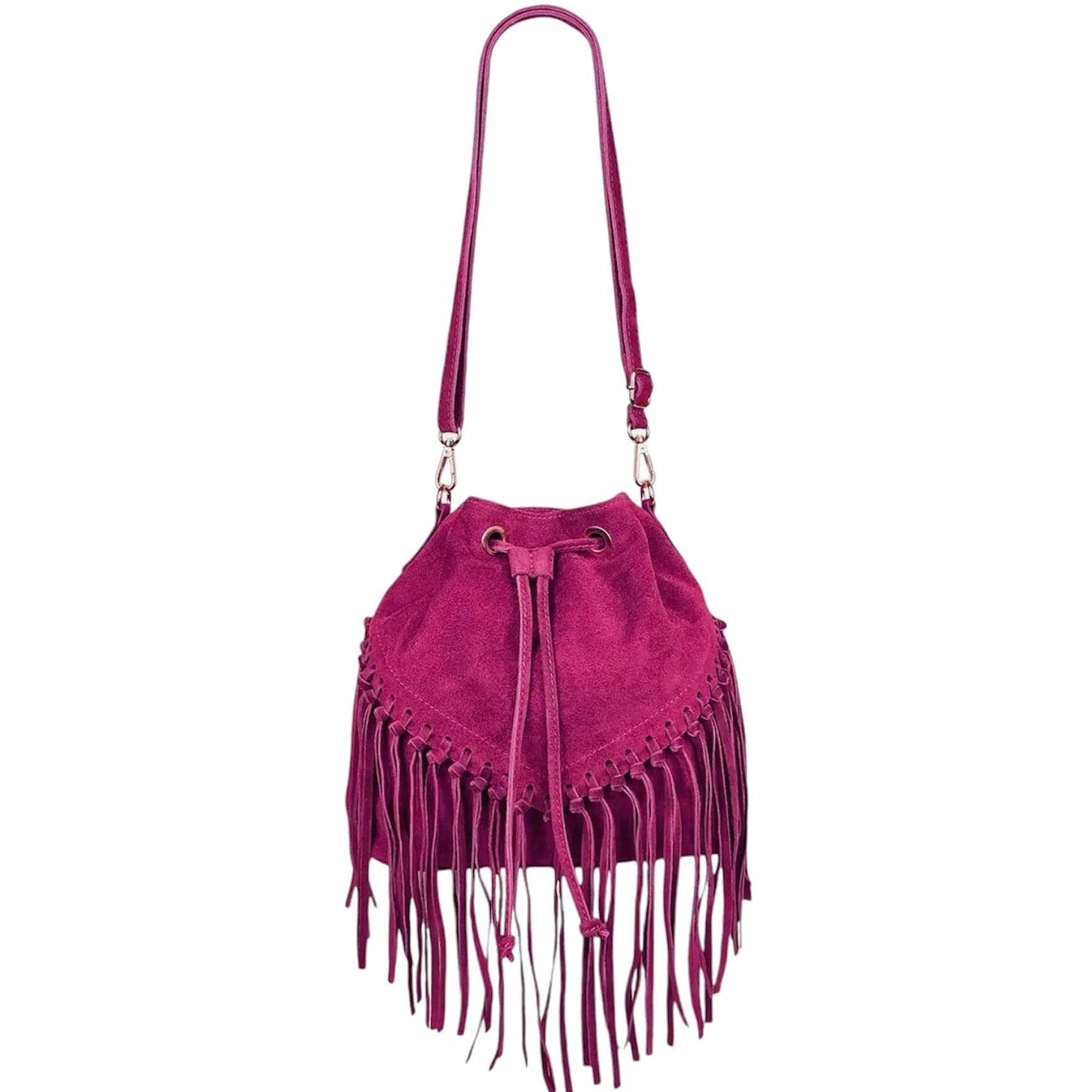 Modarno Borsa in pelle scamosciata con frangie 26x13x26 cm in Organizer borsa Modarno - Sesto Fiorentino, commercioVirtuoso.it