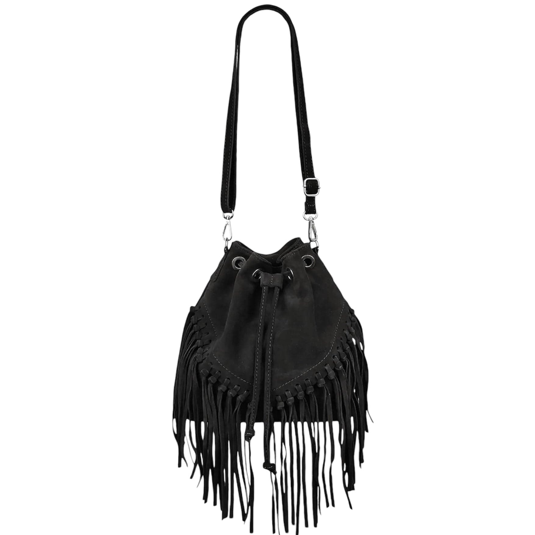 Modarno Borsa in pelle scamosciata con frangie 26x13x26 cm in Organizer borsa Modarno - Sesto Fiorentino, commercioVirtuoso.it
