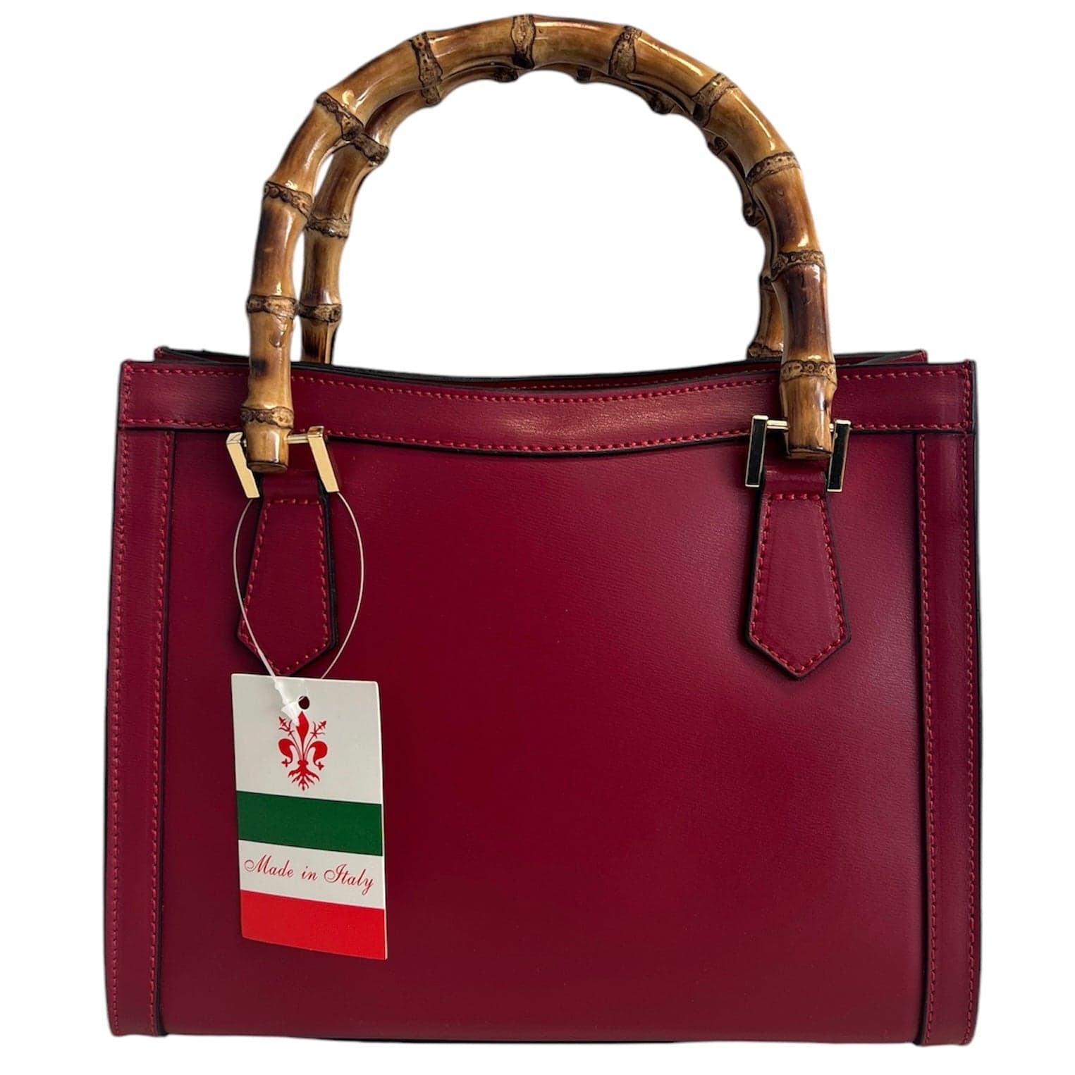 Modarno Borsa in pelle con manico in bambù, Borsa a mano Made in Italy, Borsa a tracolla, Borsa per tutti i giorni in Organizer borsa Modarno - Sesto Fiorentino, commercioVirtuoso.it