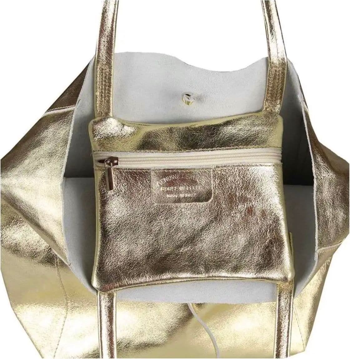 Modarno Shopper Bag a spalla in pelle Metallizzata con doppio manico e tasca interna in pelle Metallizzata in Borse a spalla Modarno - Sesto Fiorentino, commercioVirtuoso.it