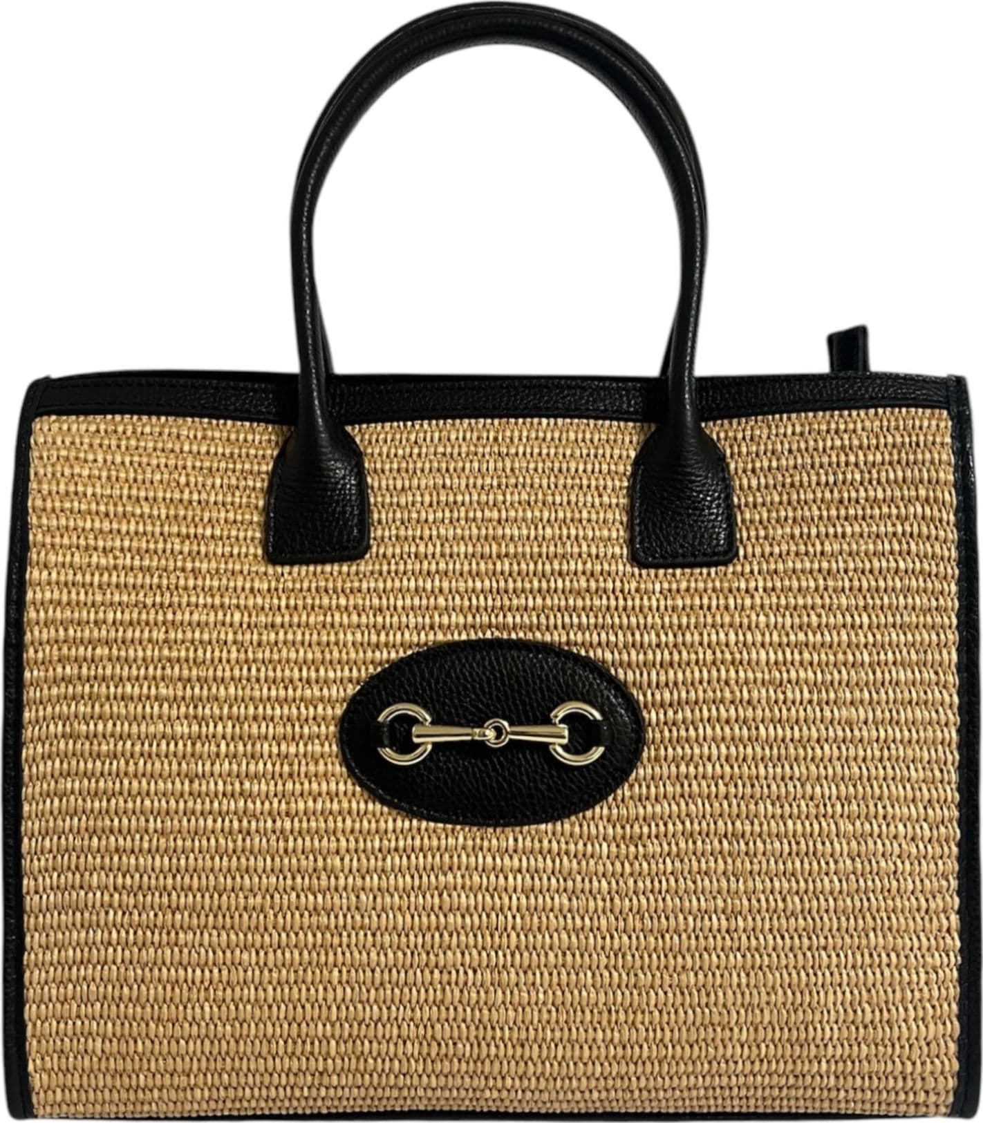 Modarno Borsa Shopper con tracolla in vera pelle e rafia Made in Italy 27x12x22 cm in Organizer borsa Modarno - Sesto Fiorentino, commercioVirtuoso.it