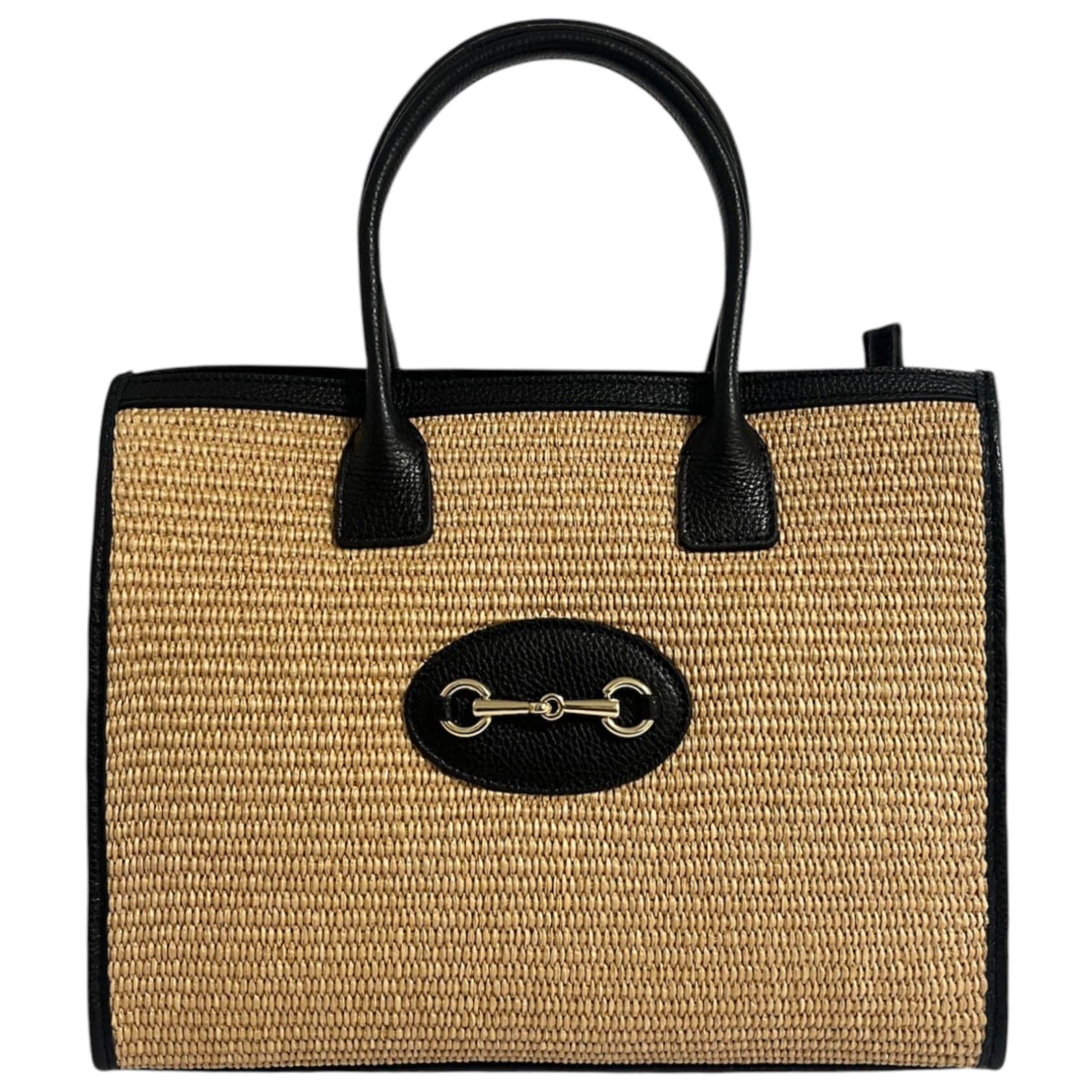 Modarno Borsa Shopper con tracolla in vera pelle e rafia Made in Italy 27x12x22 cm in Organizer borsa Modarno - Sesto Fiorentino, commercioVirtuoso.it
