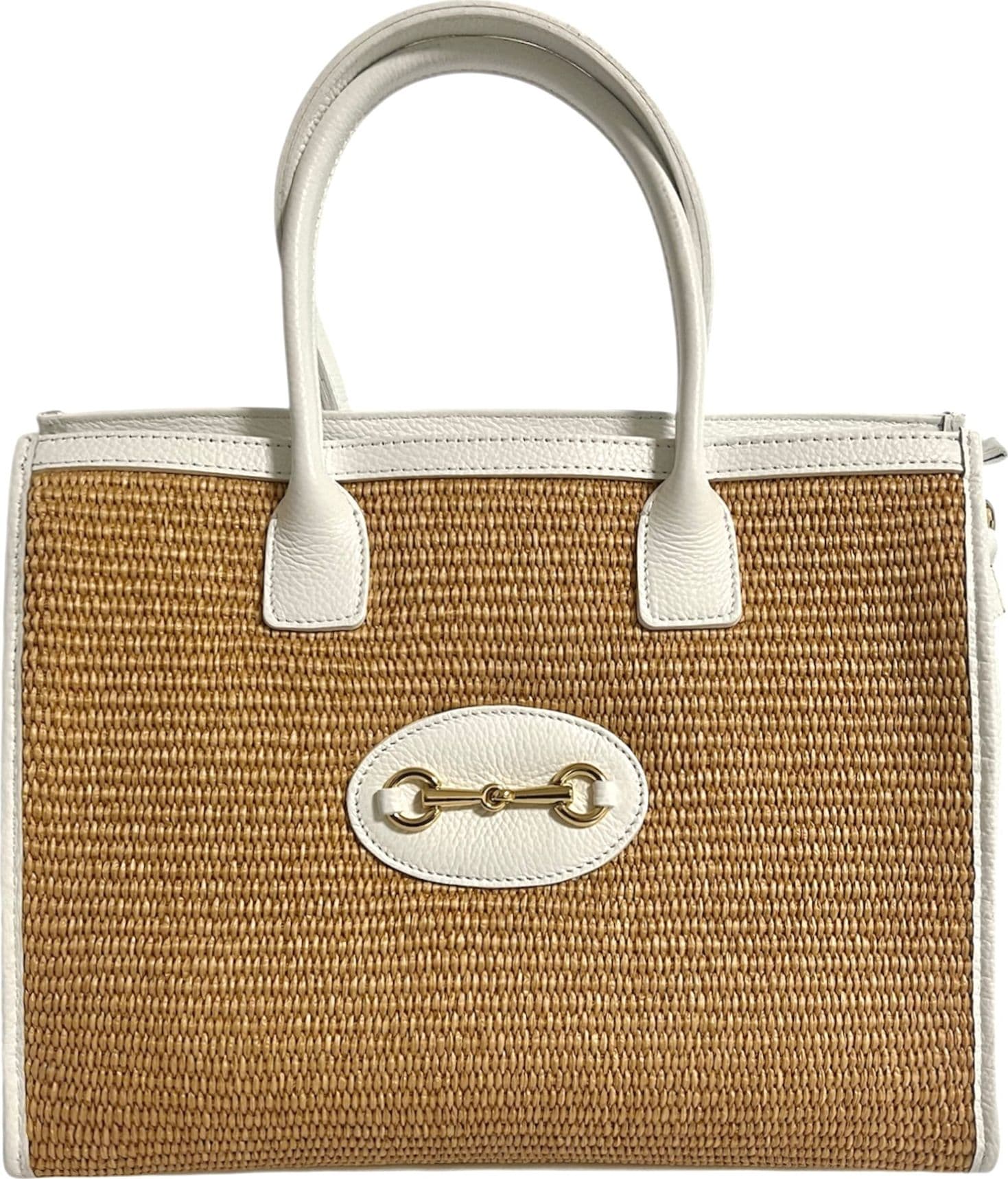Modarno Borsa Shopper con tracolla in vera pelle e rafia Made in Italy 27x12x22 cm in Organizer borsa Modarno - Sesto Fiorentino, commercioVirtuoso.it