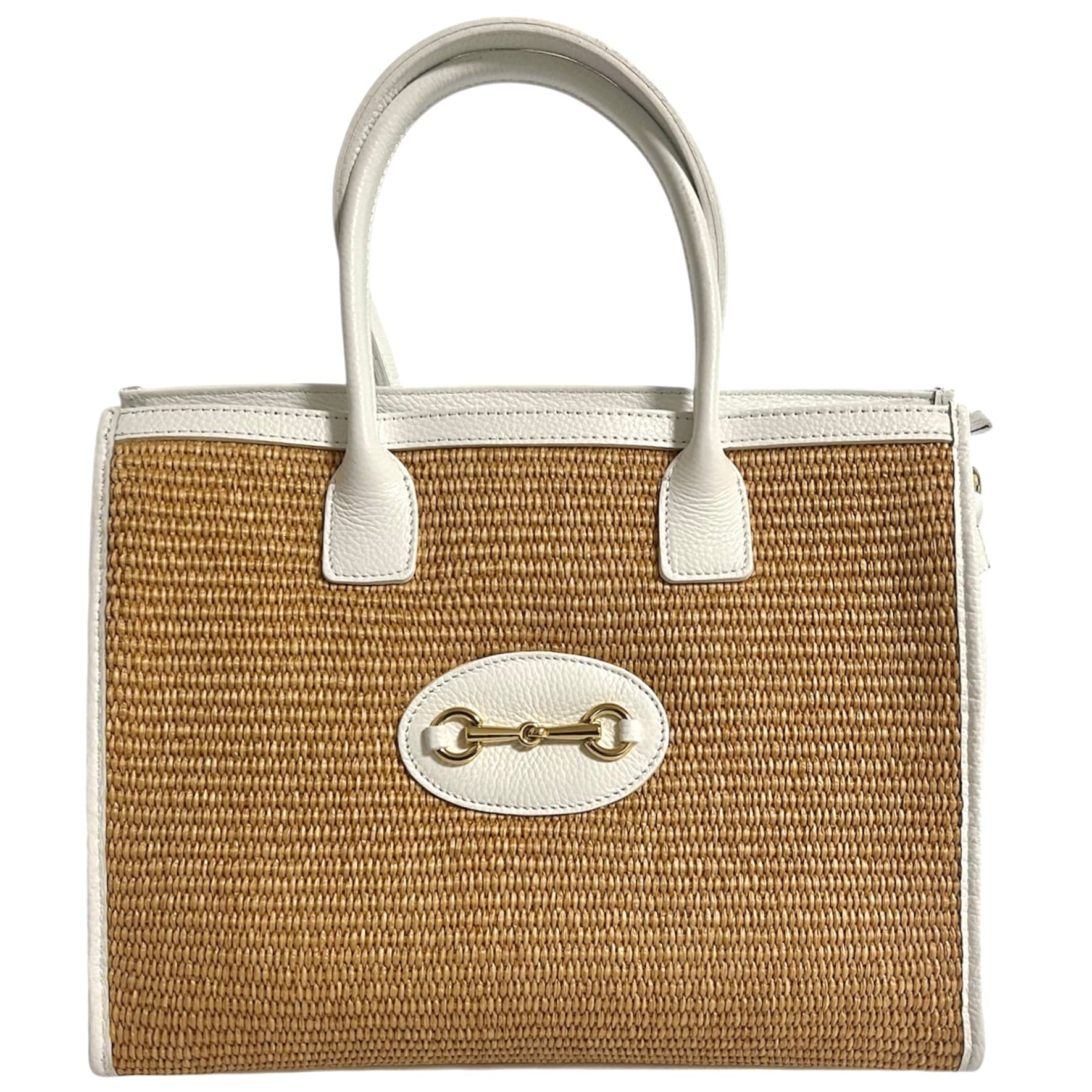 Modarno Borsa Shopper con tracolla in vera pelle e rafia Made in Italy 27x12x22 cm in Organizer borsa Modarno - Sesto Fiorentino, commercioVirtuoso.it