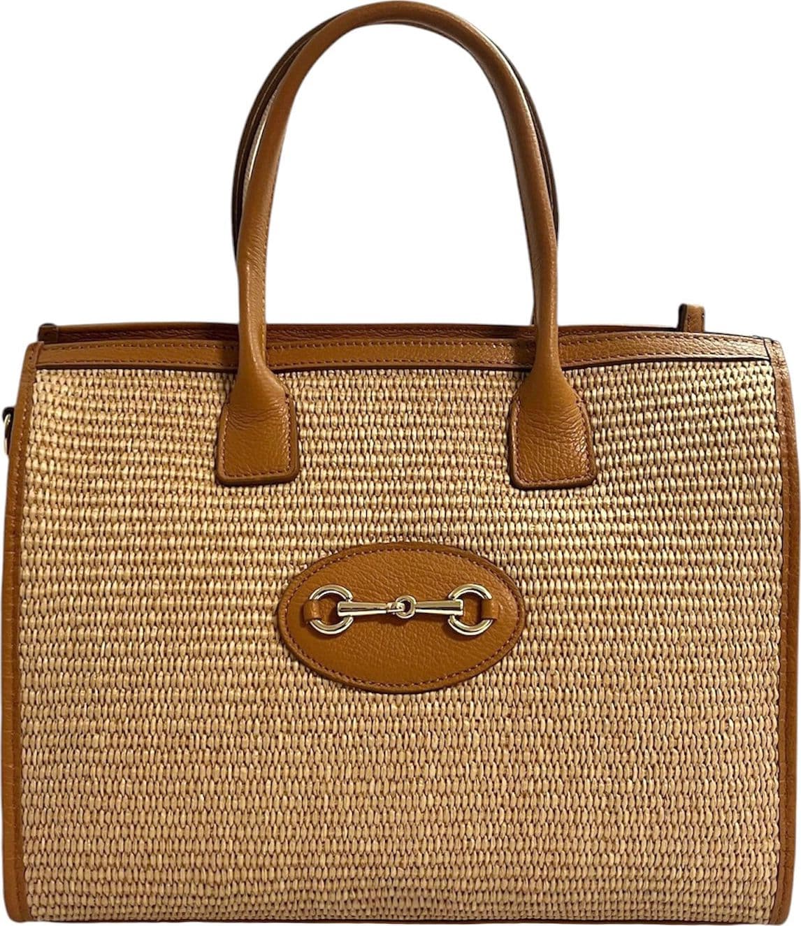 Modarno Borsa Shopper con tracolla in vera pelle e rafia Made in Italy 27x12x22 cm in Organizer borsa Modarno - Sesto Fiorentino, commercioVirtuoso.it
