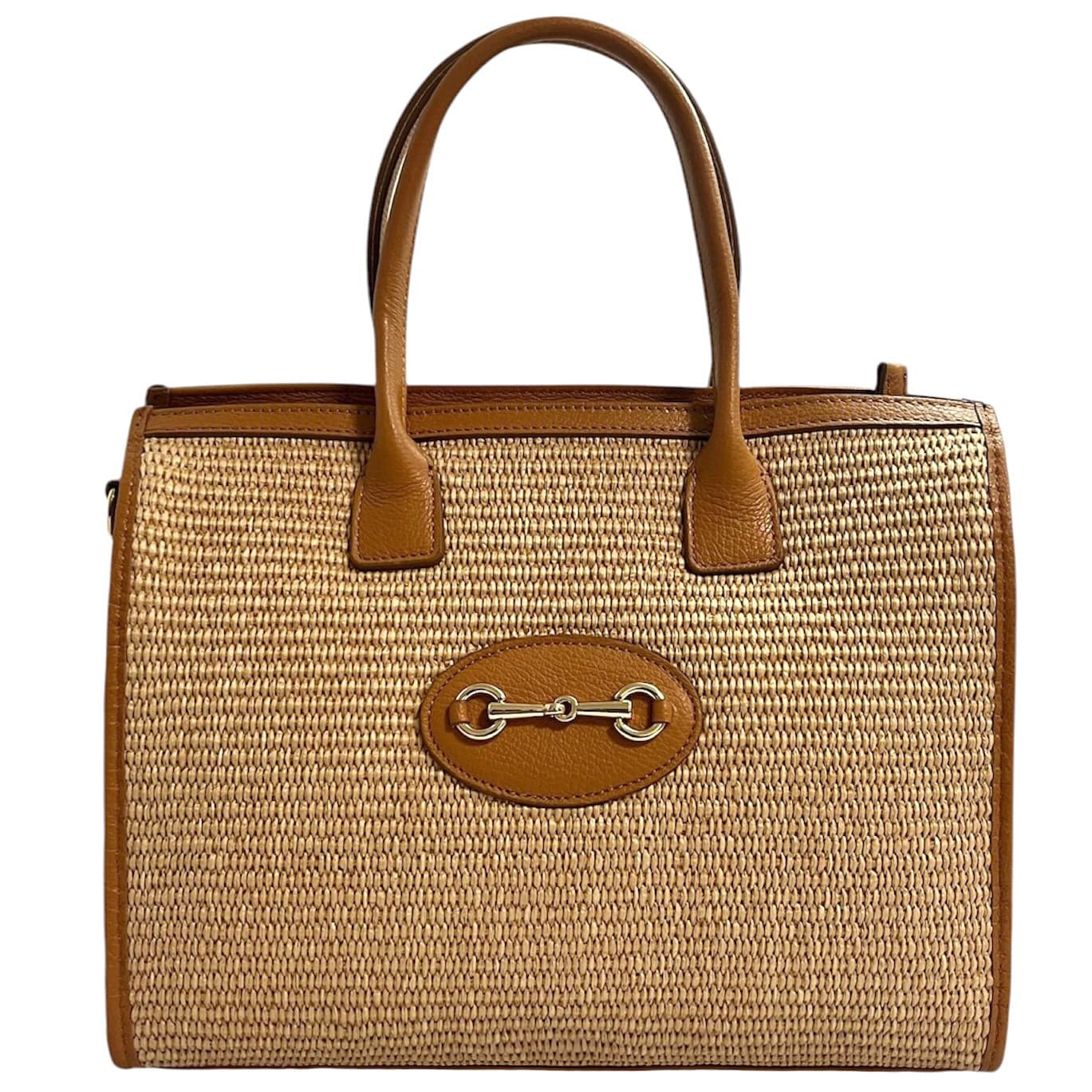 Modarno Borsa Shopper con tracolla in vera pelle e rafia Made in Italy 27x12x22 cm in Organizer borsa Modarno - Sesto Fiorentino, commercioVirtuoso.it