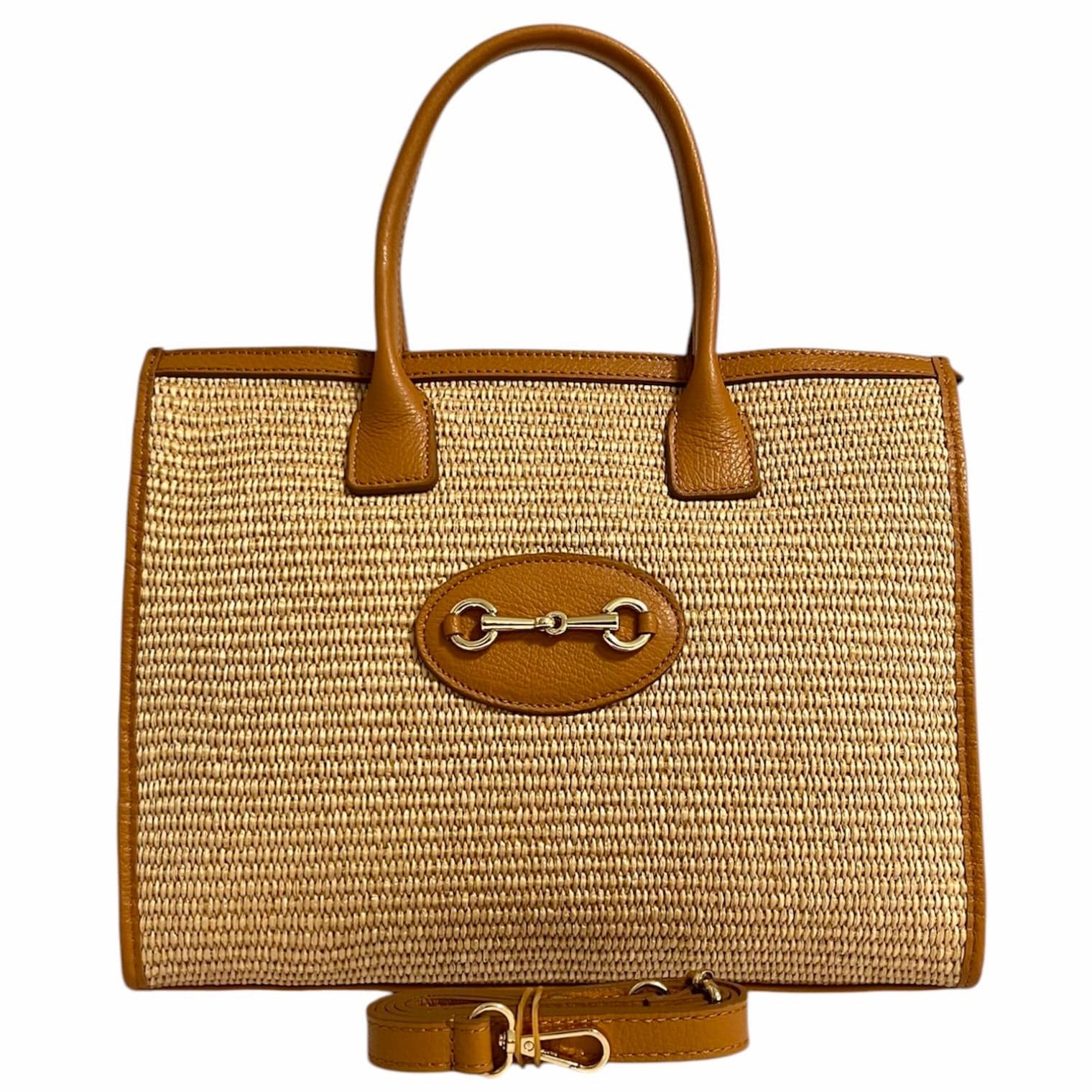 Modarno Borsa Shopper con tracolla in vera pelle e rafia Made in Italy 27x12x22 cm in Organizer borsa Modarno - Sesto Fiorentino, commercioVirtuoso.it