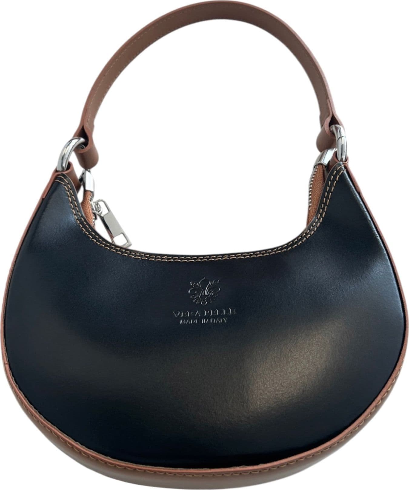 Modarno Borsetta Donna a mano con manico removibile Bicolore in Vera Pelle di Vacchetta 21x5x12 cm in Organizer borsa Modarno - Sesto Fiorentino, commercioVirtuoso.it