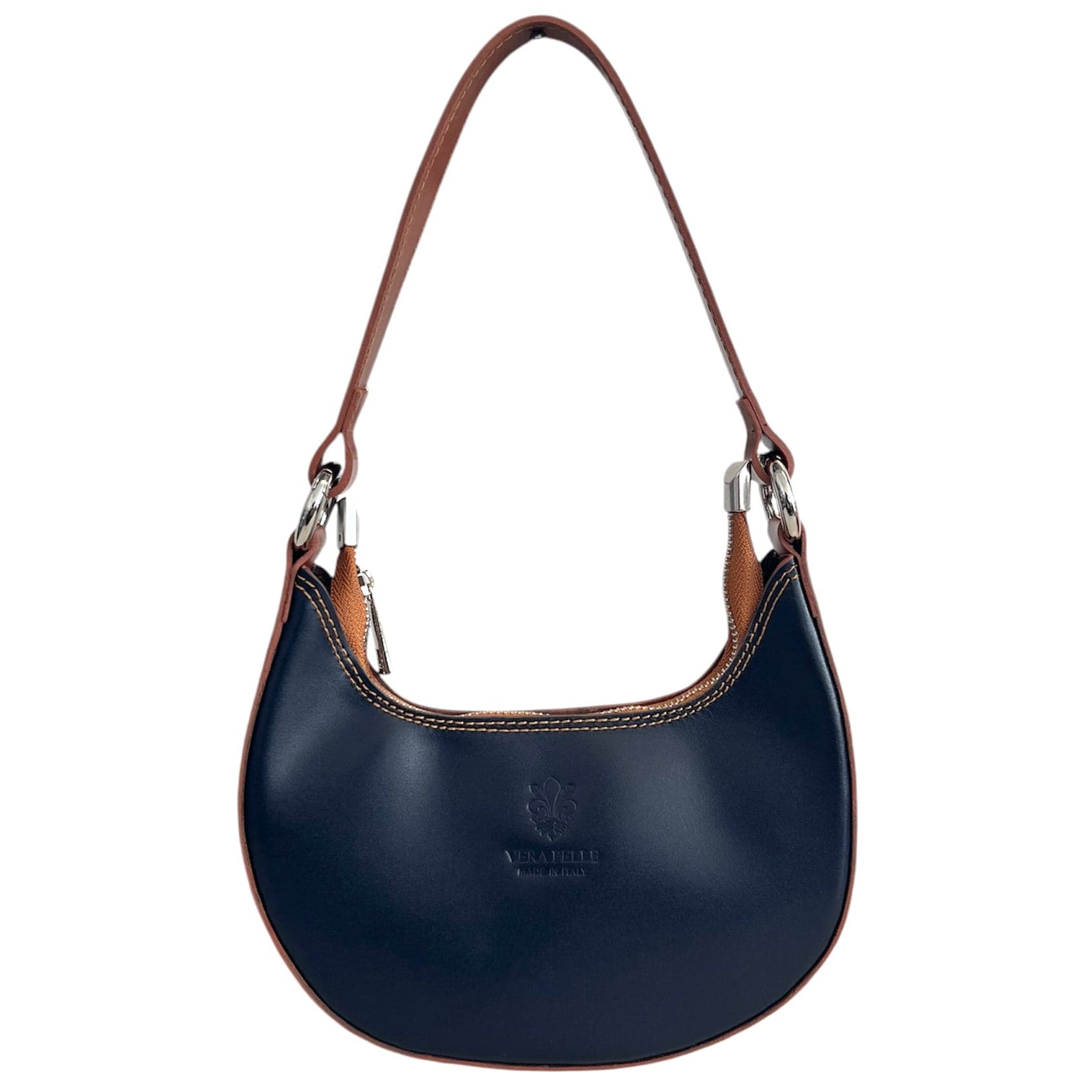 Modarno Borsetta Donna a mano con manico removibile Bicolore in Vera Pelle di Vacchetta 21x5x12 cm in Organizer borsa Modarno - Sesto Fiorentino, commercioVirtuoso.it