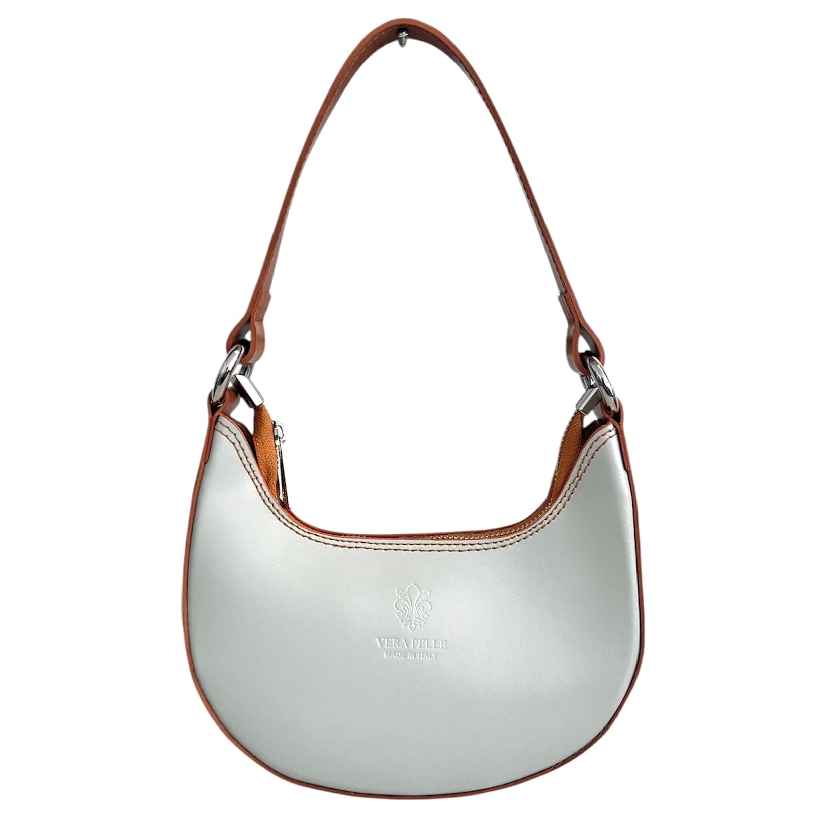 Modarno Borsetta Donna a mano con manico removibile Bicolore in Vera Pelle di Vacchetta 21x5x12 cm in Organizer borsa Modarno - Sesto Fiorentino, commercioVirtuoso.it