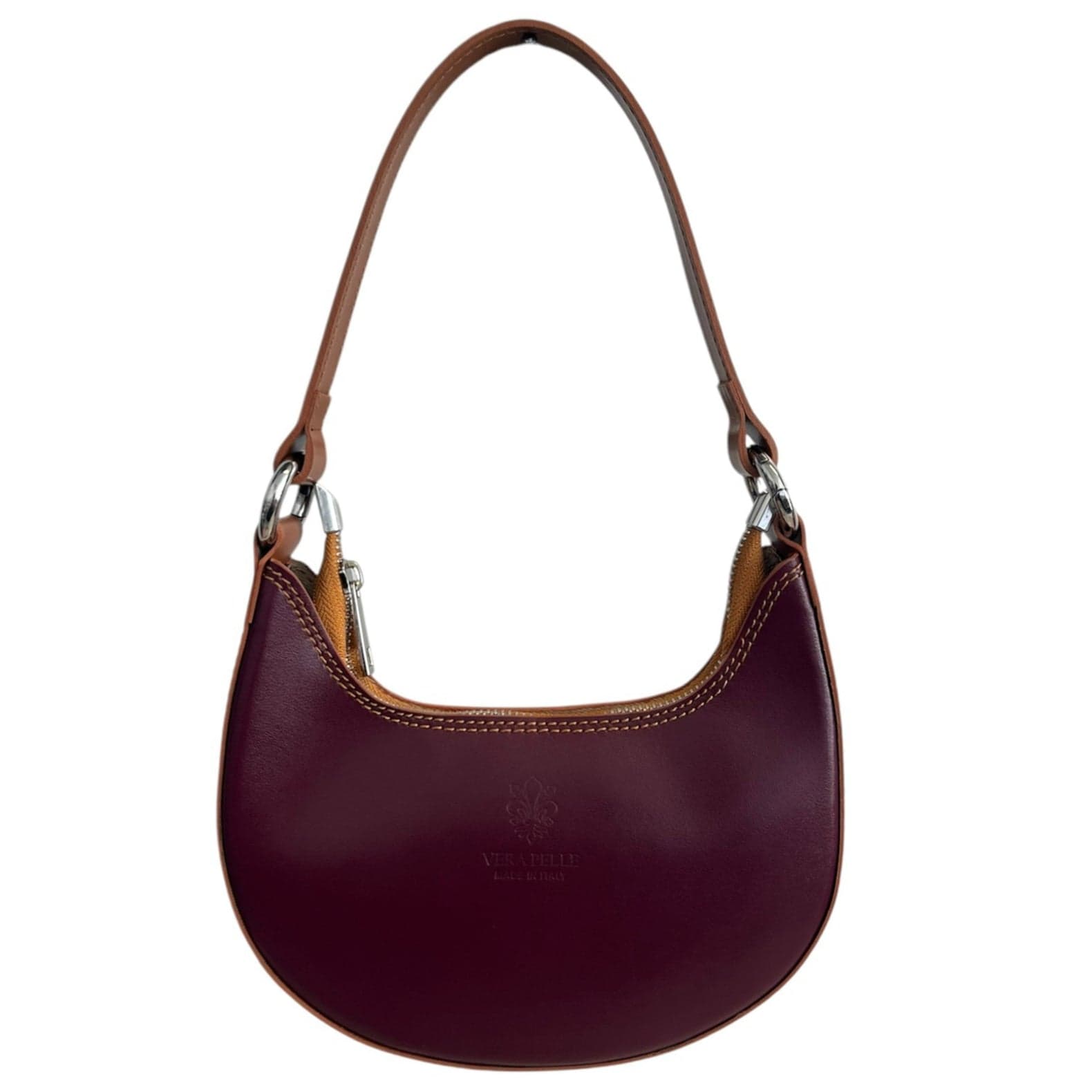 Modarno Borsetta Donna a mano con manico removibile Bicolore in Vera Pelle di Vacchetta 21x5x12 cm in Organizer borsa Modarno - Sesto Fiorentino, commercioVirtuoso.it