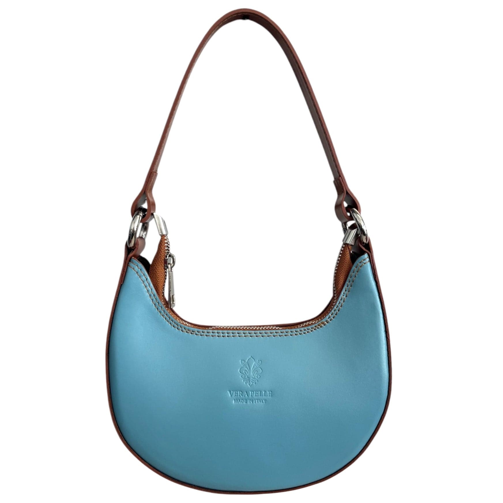 Modarno Borsetta Donna a mano con manico removibile Bicolore in Vera Pelle di Vacchetta 21x5x12 cm in Organizer borsa Modarno - Sesto Fiorentino, commercioVirtuoso.it