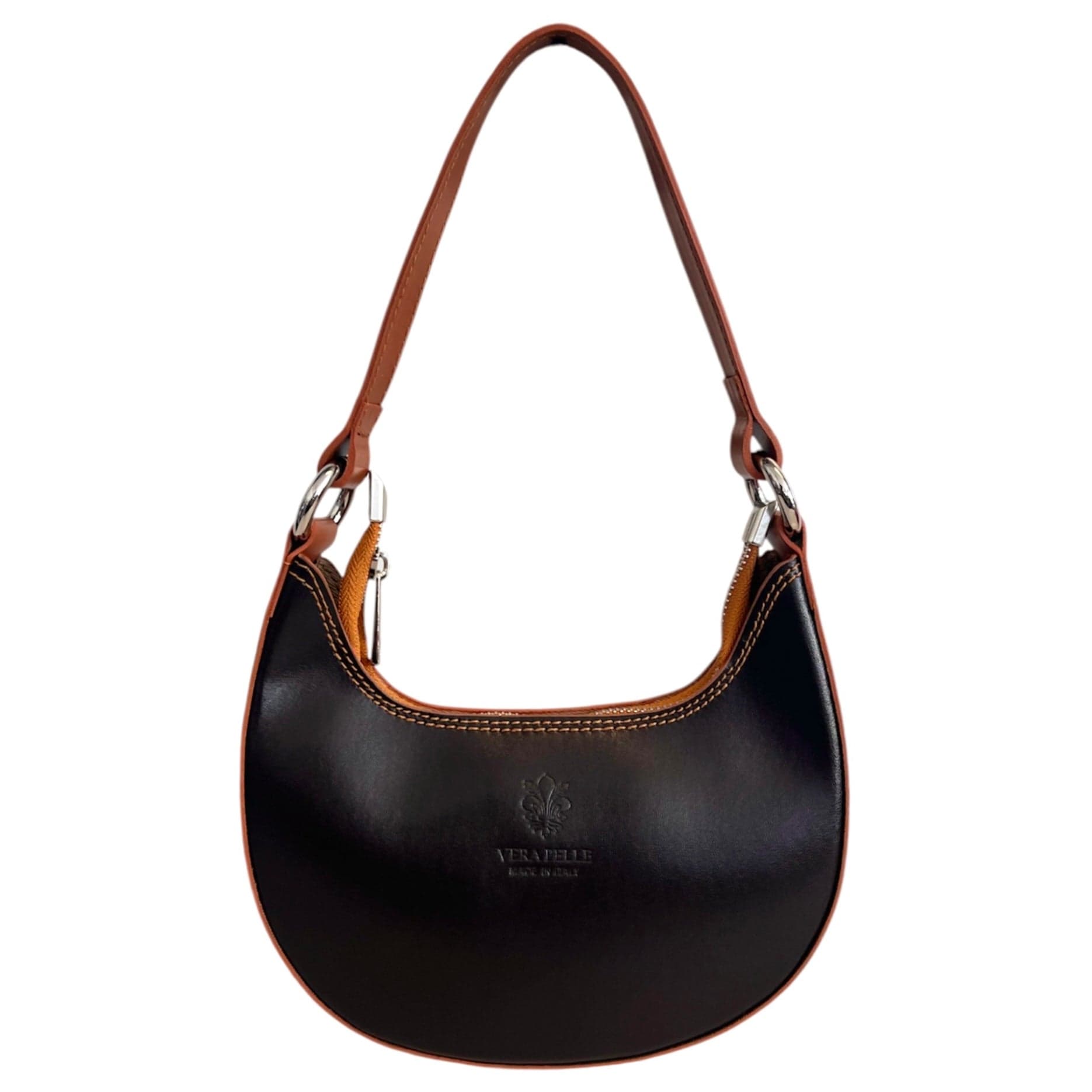 Modarno Borsetta Donna a mano con manico removibile Bicolore in Vera Pelle di Vacchetta 21x5x12 cm in Organizer borsa Modarno - Sesto Fiorentino, commercioVirtuoso.it