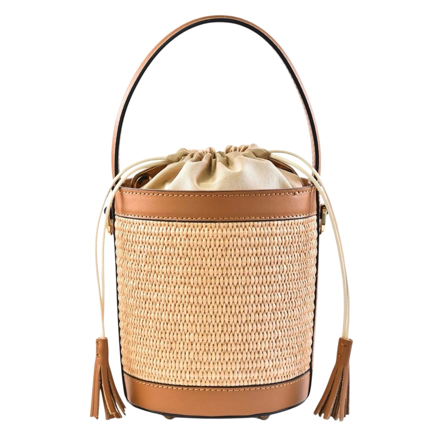 Modarno Borsa Secchiello in Vera Pelle spazzolata e rafia 18x13x16 cm in Organizer borsa Modarno - Sesto Fiorentino, commercioVirtuoso.it