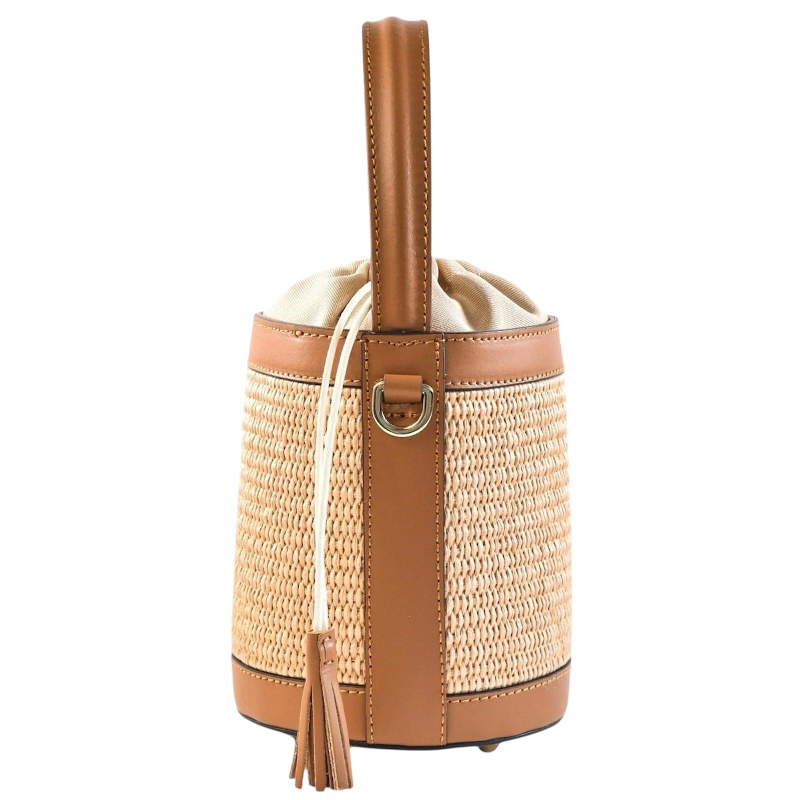 Modarno Borsa Secchiello in Vera Pelle spazzolata e rafia 18x13x16 cm in Organizer borsa Modarno - Sesto Fiorentino, commercioVirtuoso.it
