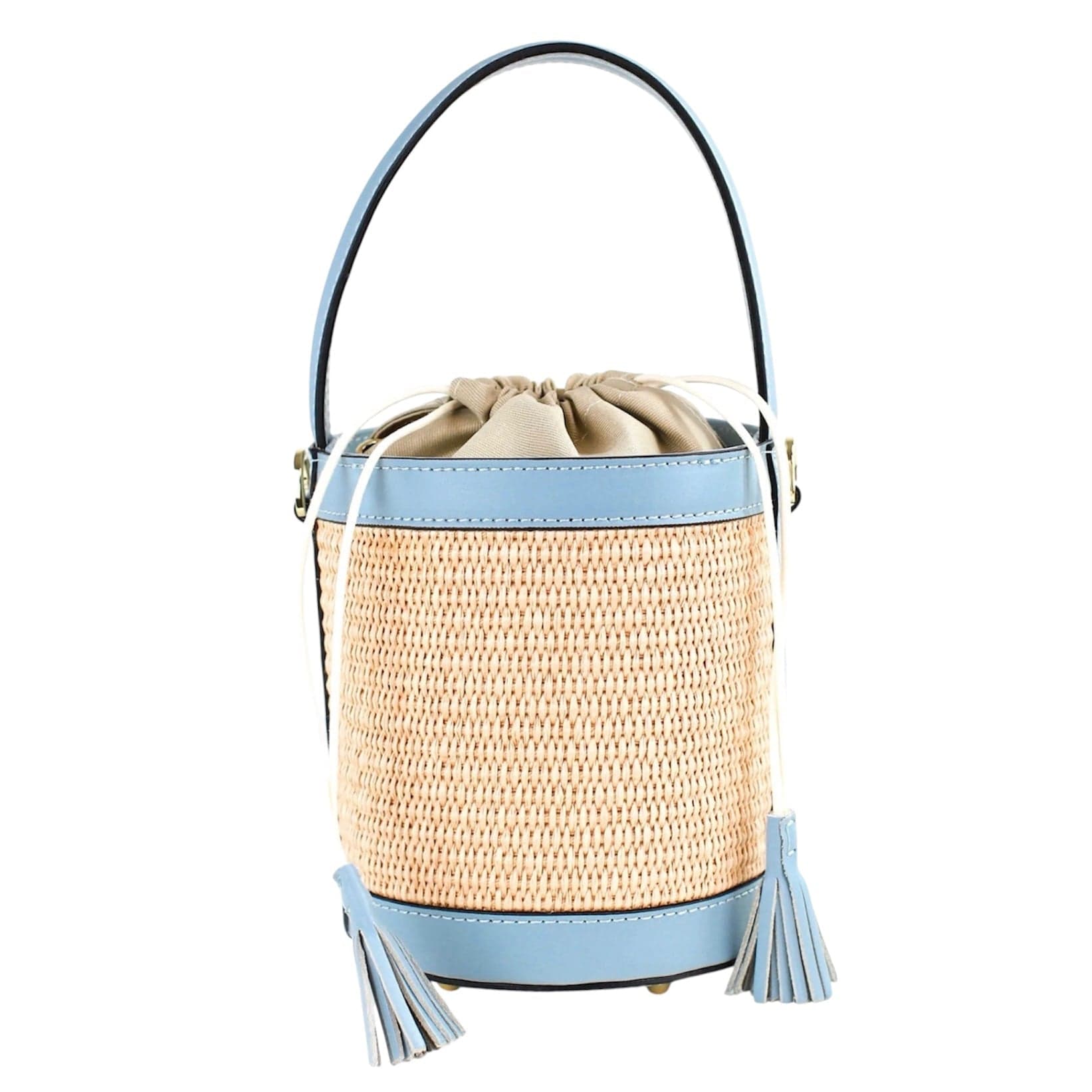 Modarno Borsa Secchiello in Vera Pelle spazzolata e rafia 18x13x16 cm in Organizer borsa Modarno - Sesto Fiorentino, commercioVirtuoso.it