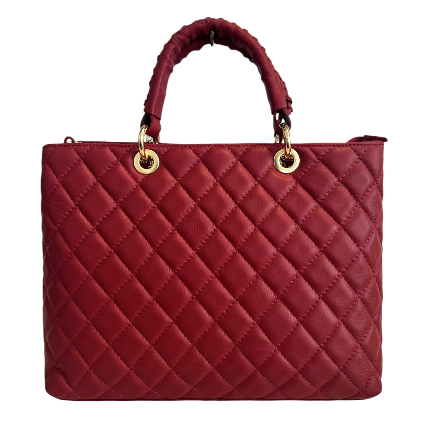 Modarno Borsa con manico intrecciato in Vera Pelle "Trapuntata" a Mano e a Spalla 33x14x24 cm in Organizer borsa Modarno - Sesto Fiorentino, commercioVirtuoso.it