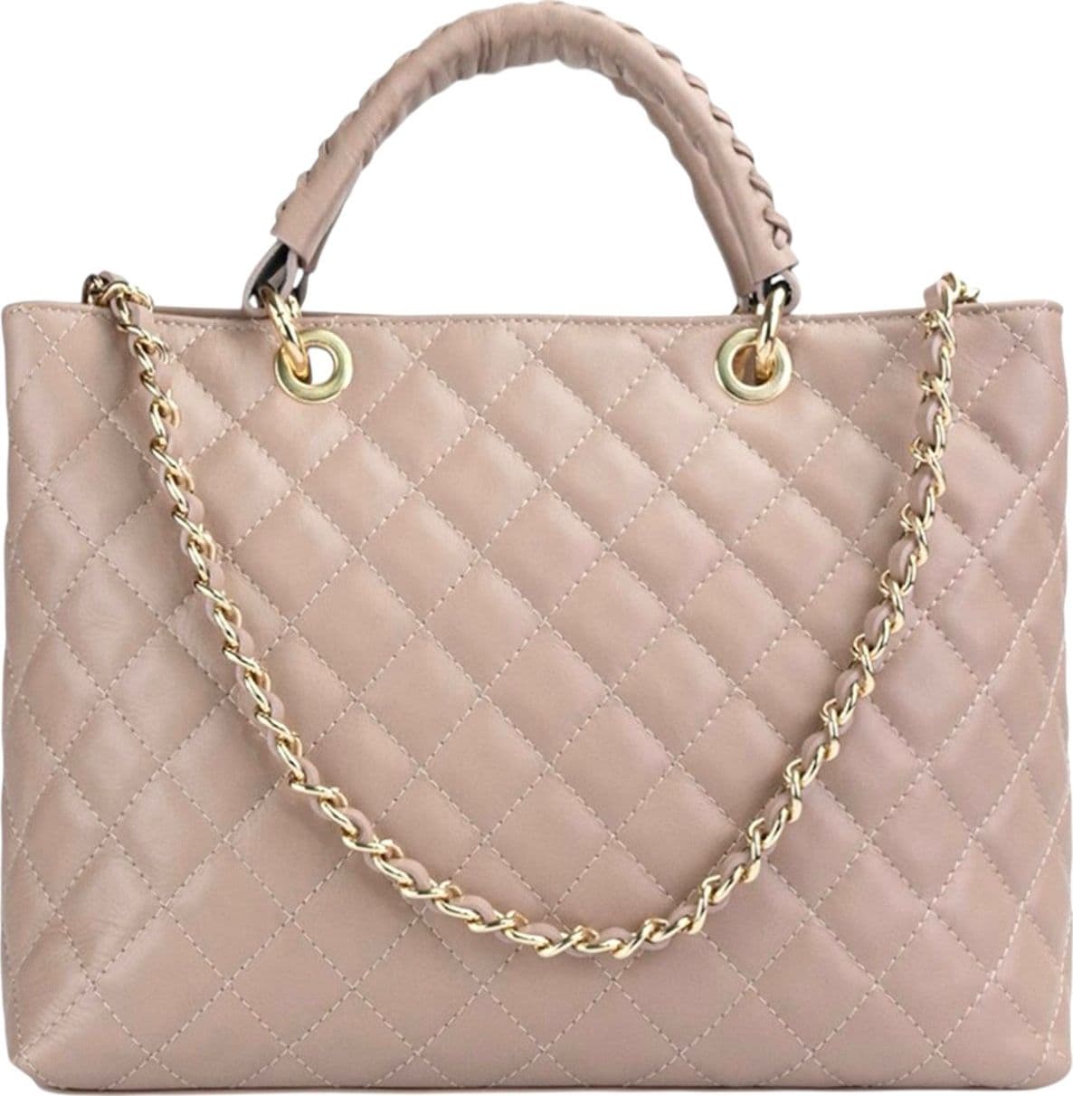 Modarno Borsa con manico intrecciato in Vera Pelle "Trapuntata" a Mano e a Spalla 33x14x24 cm in Organizer borsa Modarno - Sesto Fiorentino, commercioVirtuoso.it
