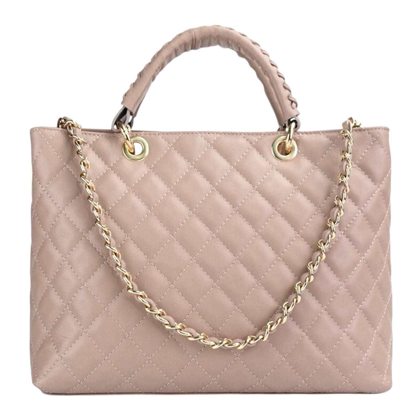 Modarno Borsa con manico intrecciato in Vera Pelle "Trapuntata" a Mano e a Spalla 33x14x24 cm in Organizer borsa Modarno - Sesto Fiorentino, commercioVirtuoso.it