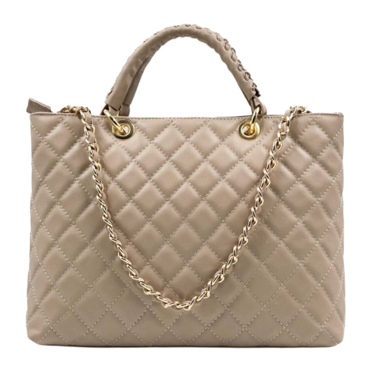 Modarno Borsa con manico intrecciato in Vera Pelle "Trapuntata" a Mano e a Spalla 33x14x24 cm in Organizer borsa Modarno - Sesto Fiorentino, commercioVirtuoso.it