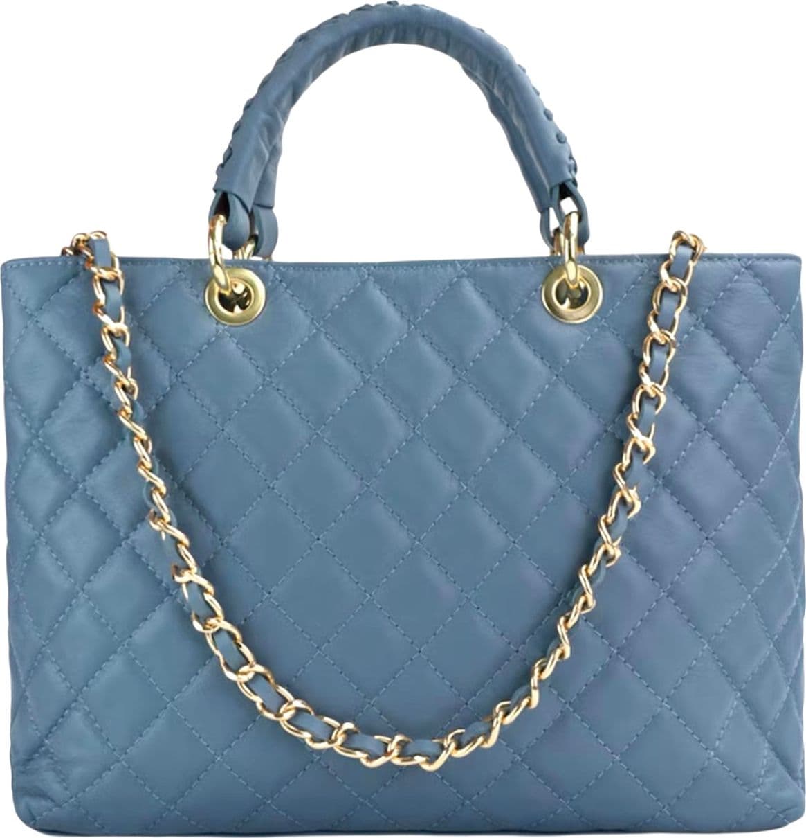 Modarno Borsa con manico intrecciato in Vera Pelle "Trapuntata" a Mano e a Spalla 33x14x24 cm in Organizer borsa Modarno - Sesto Fiorentino, commercioVirtuoso.it