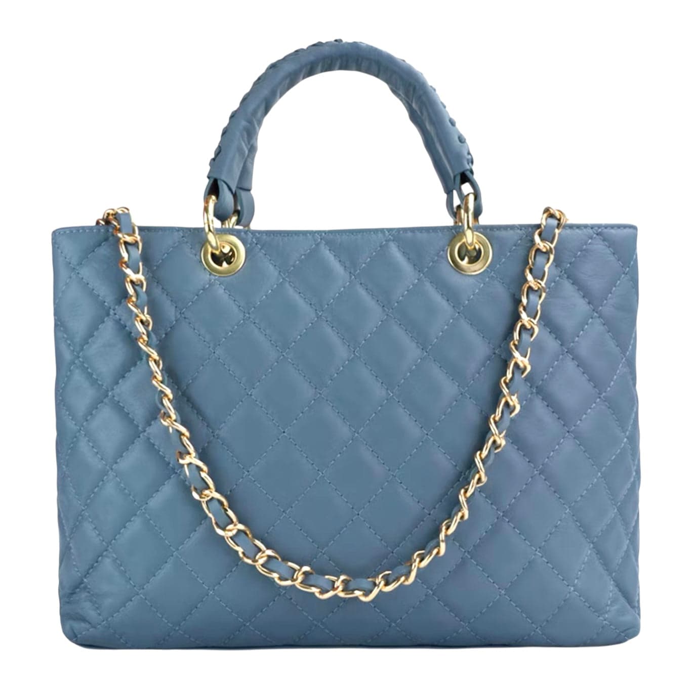 Modarno Borsa con manico intrecciato in Vera Pelle "Trapuntata" a Mano e a Spalla 33x14x24 cm in Organizer borsa Modarno - Sesto Fiorentino, commercioVirtuoso.it