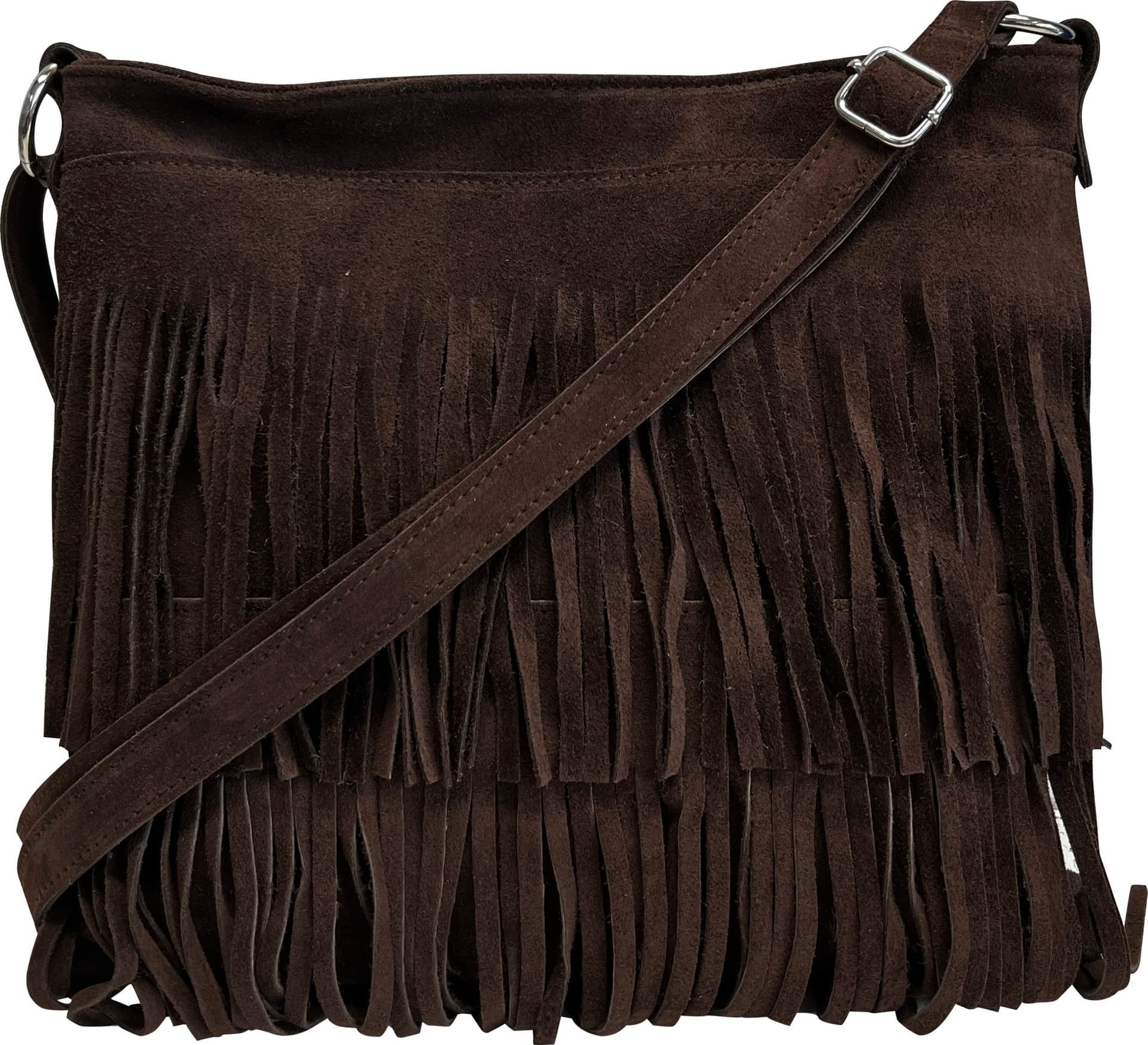 Modarno Borsa a tracolla con frange in camoscio - borsa tracolla donna in pelle scamosciata in Organizer borsa Modarno - Sesto Fiorentino, commercioVirtuoso.it