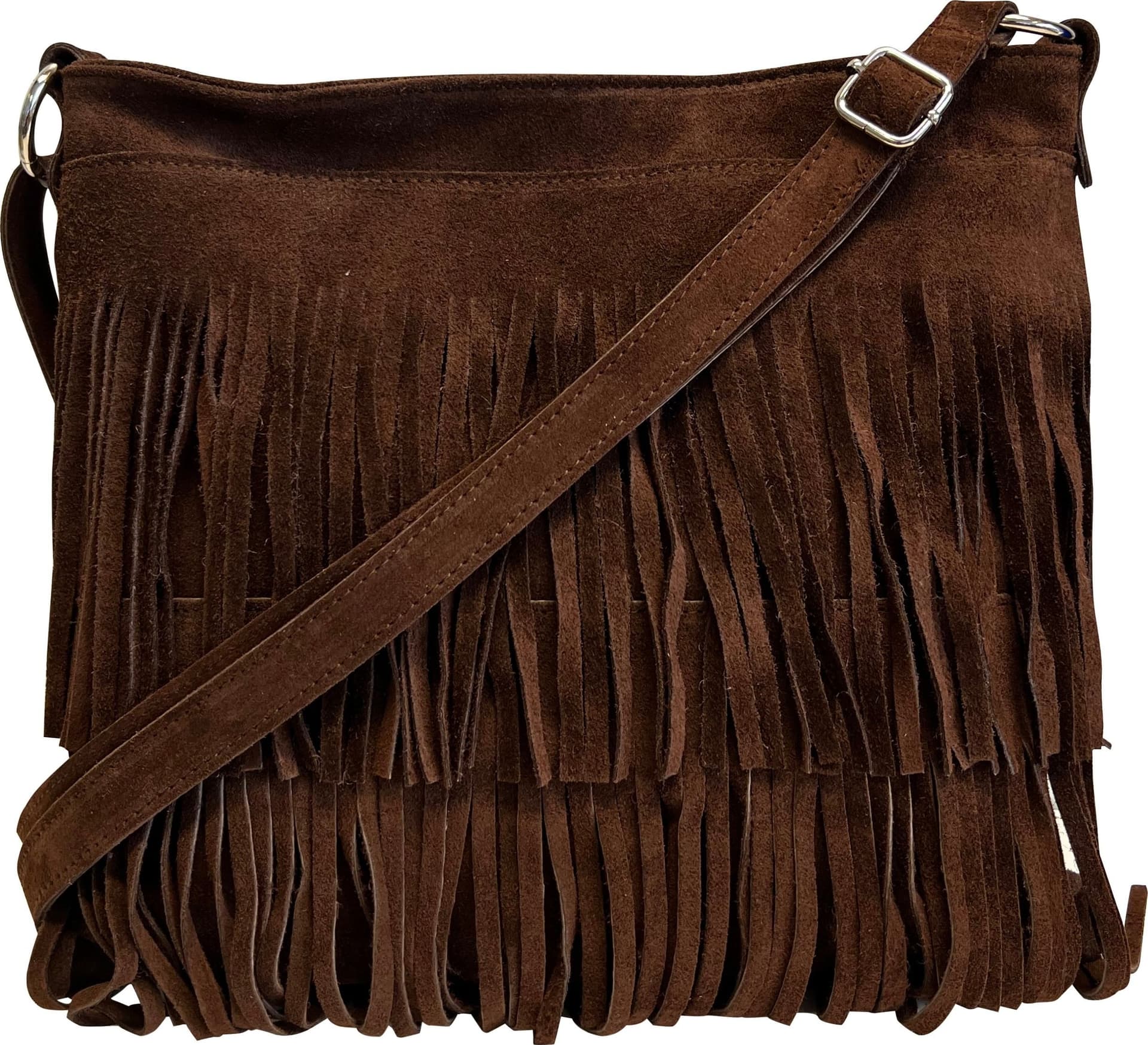 Modarno Borsa a tracolla con frange in camoscio - borsa tracolla donna in pelle scamosciata in Organizer borsa Modarno - Sesto Fiorentino, commercioVirtuoso.it