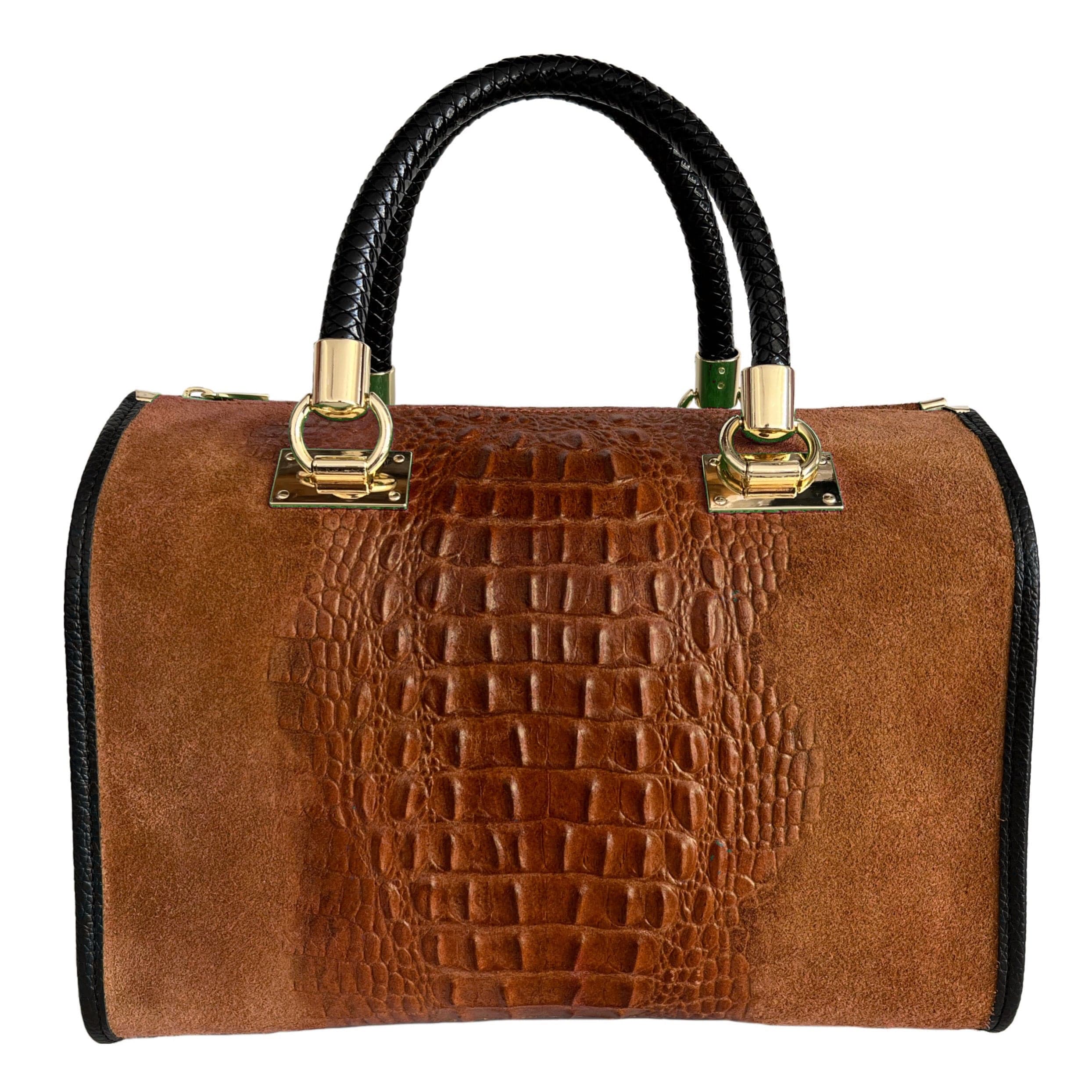 Modarno Borsa donna - borsa a mano in pelle camoscio stampa cocco in Organizer borsa Modarno - Sesto Fiorentino, commercioVirtuoso.it